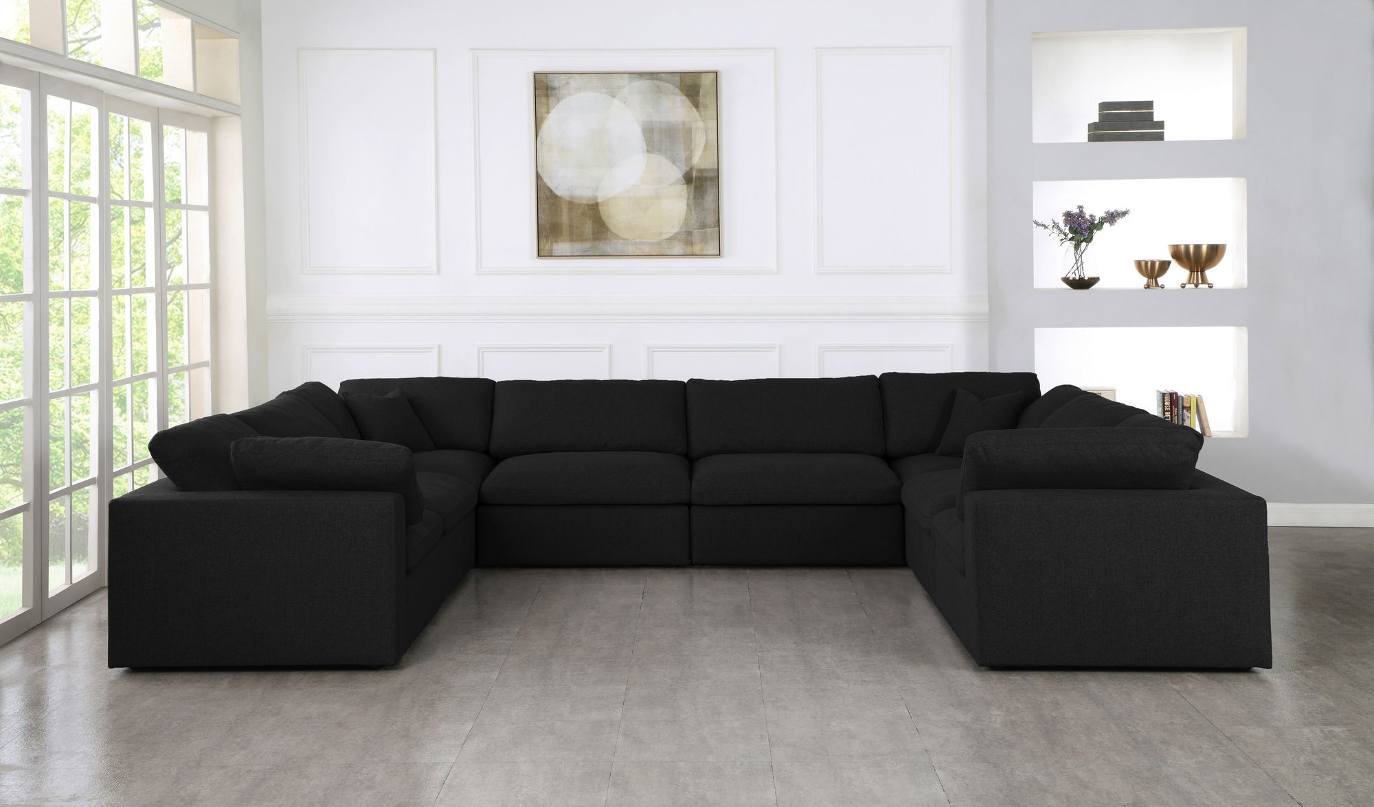 Serene 158" 8-Piece Linen Fabric Deluxe Comfort Modular Sectional