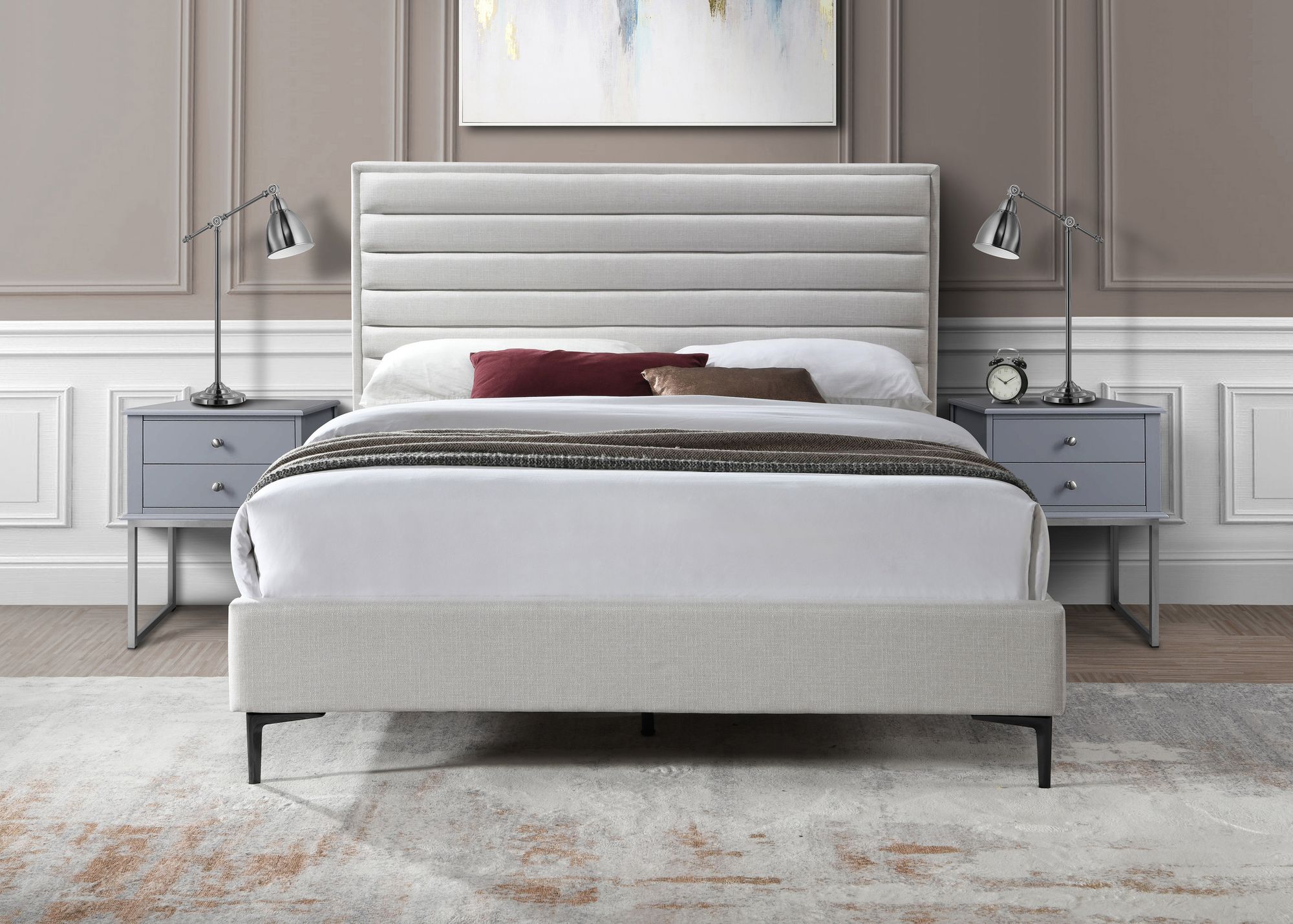 Hunter Linen Fabric Queen Size Bed