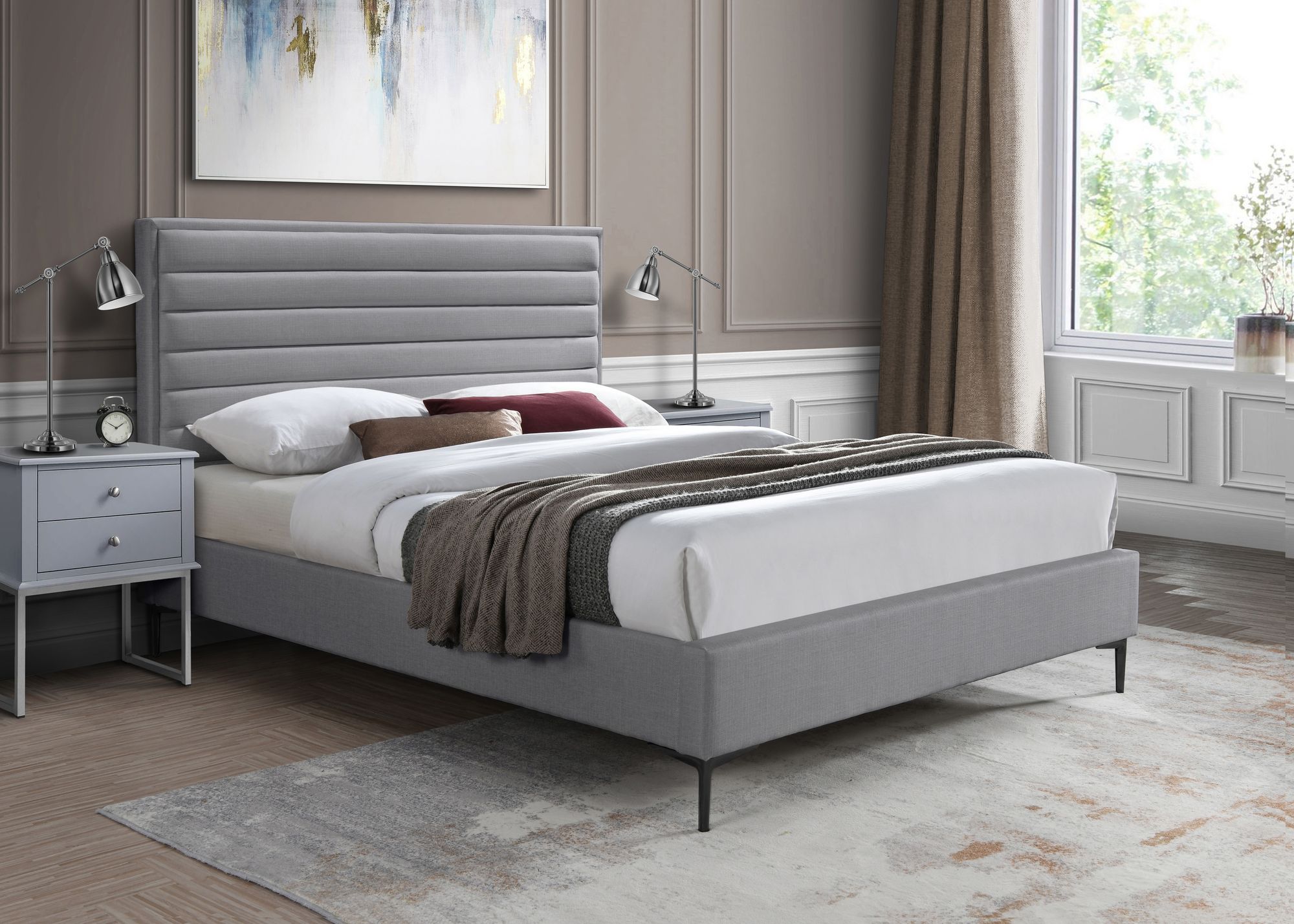 Hunter Linen Fabric Full Size Bed