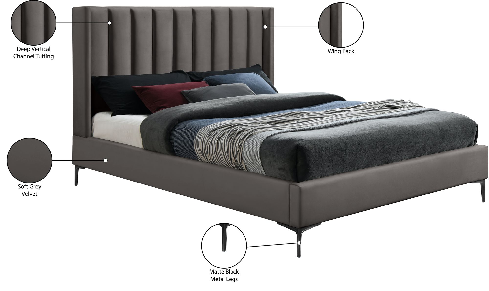 Nadia Velvet Full Size Bed