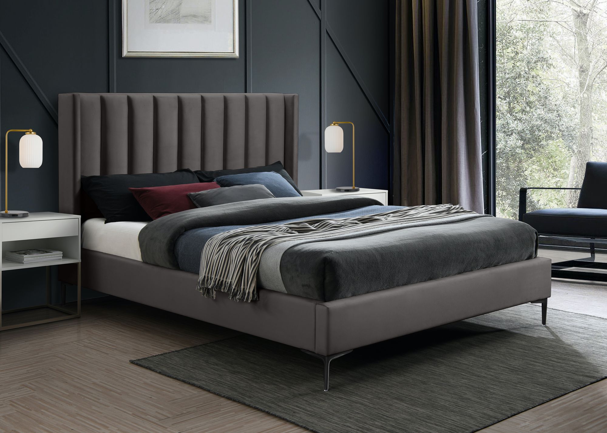 Nadia Velvet King Size Bed