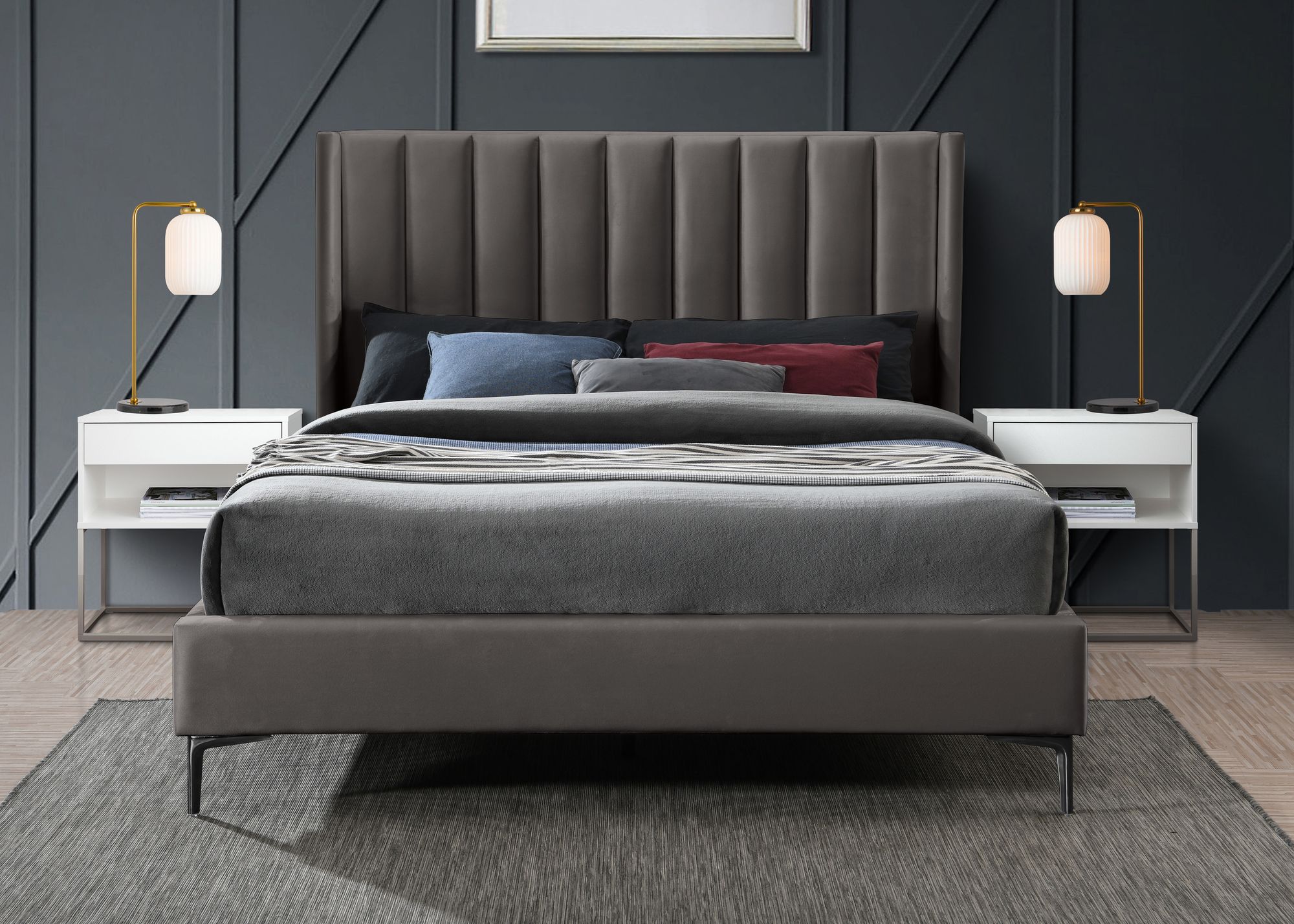 Nadia Velvet King Size Bed