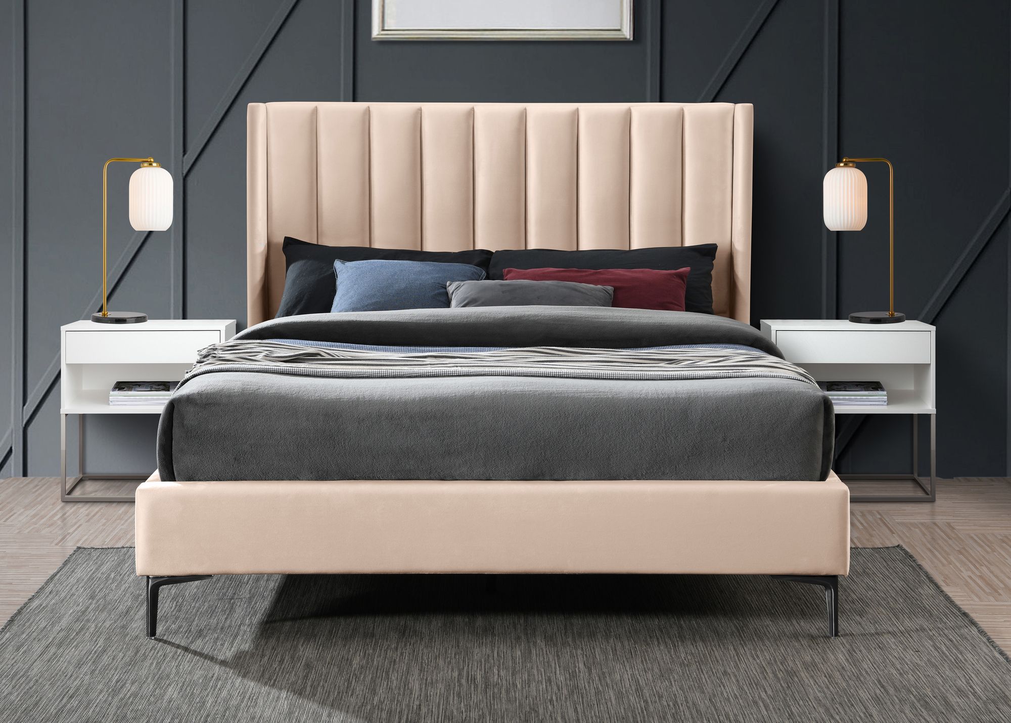 Nadia Velvet King Size Bed