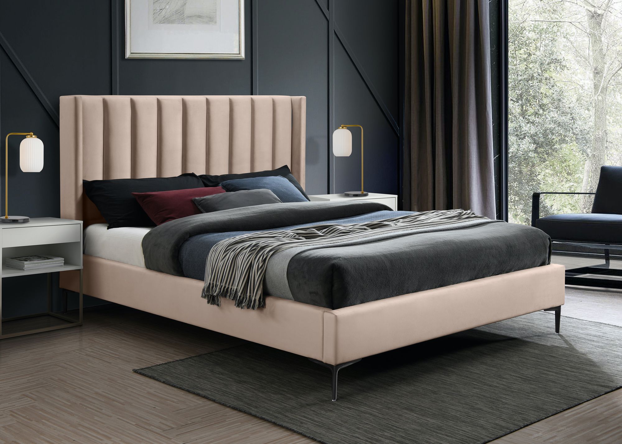 Nadia Velvet Queen Size Bed