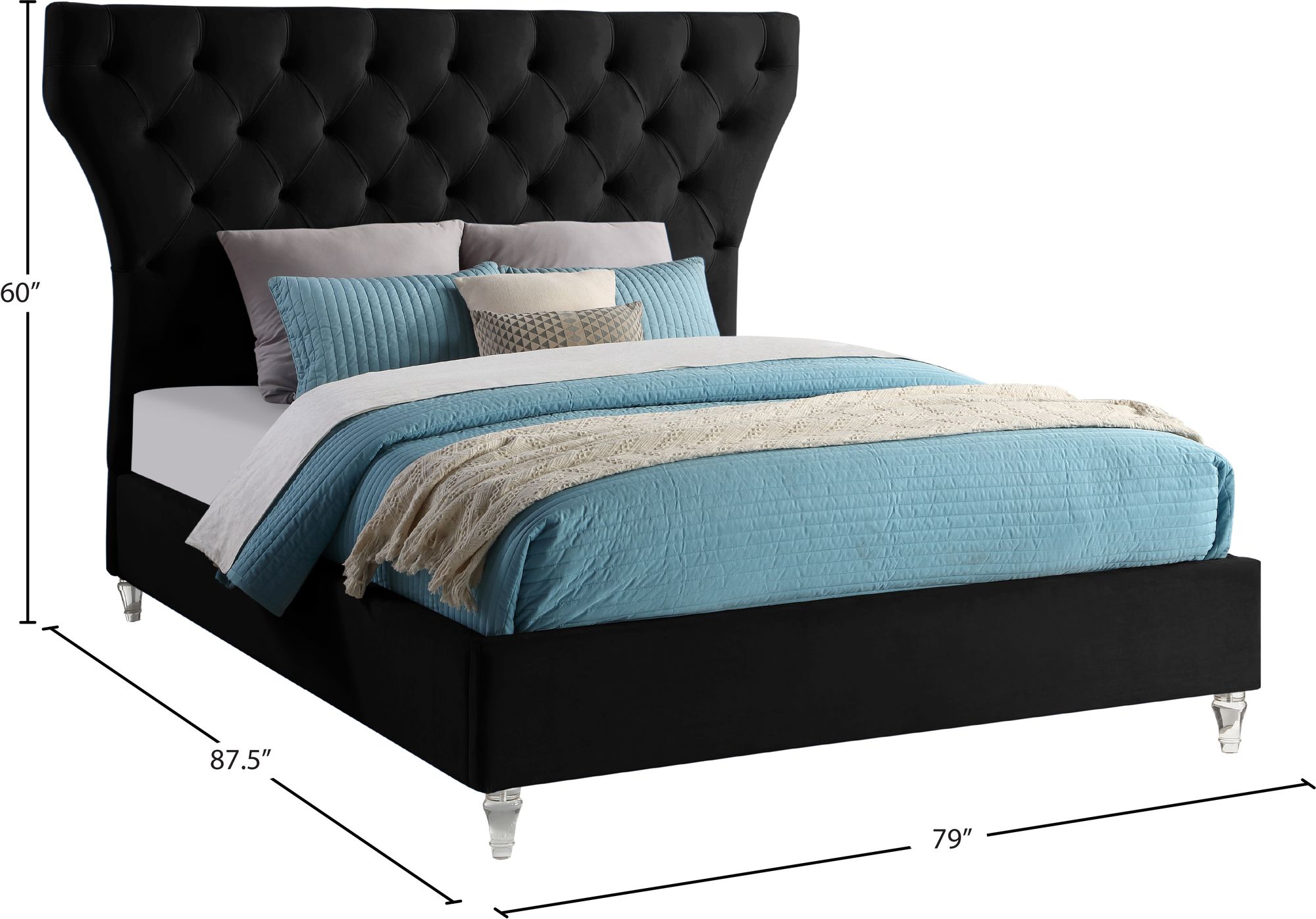 Kira Velvet Queen Size Bed