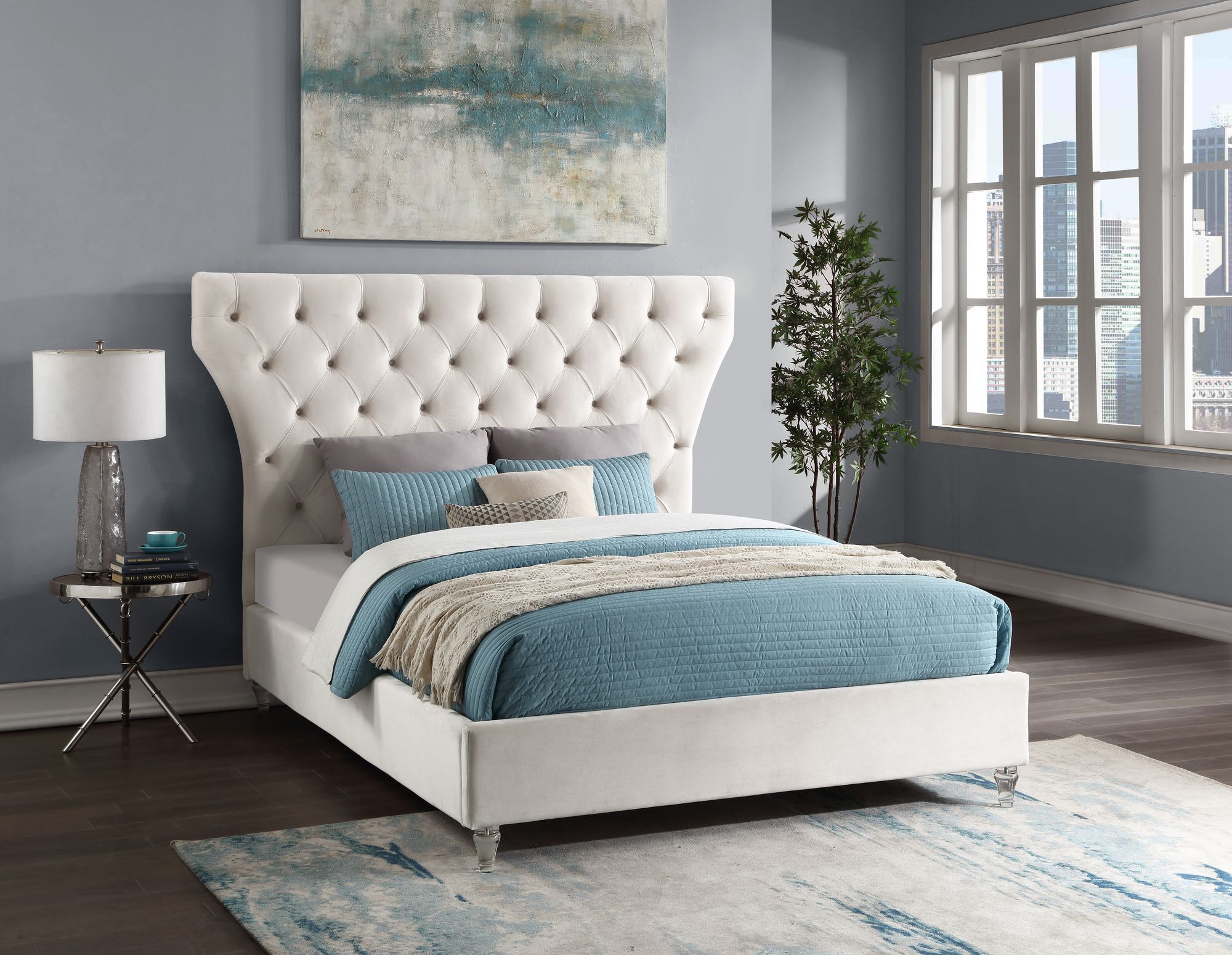 Kira Velvet King Size Bed