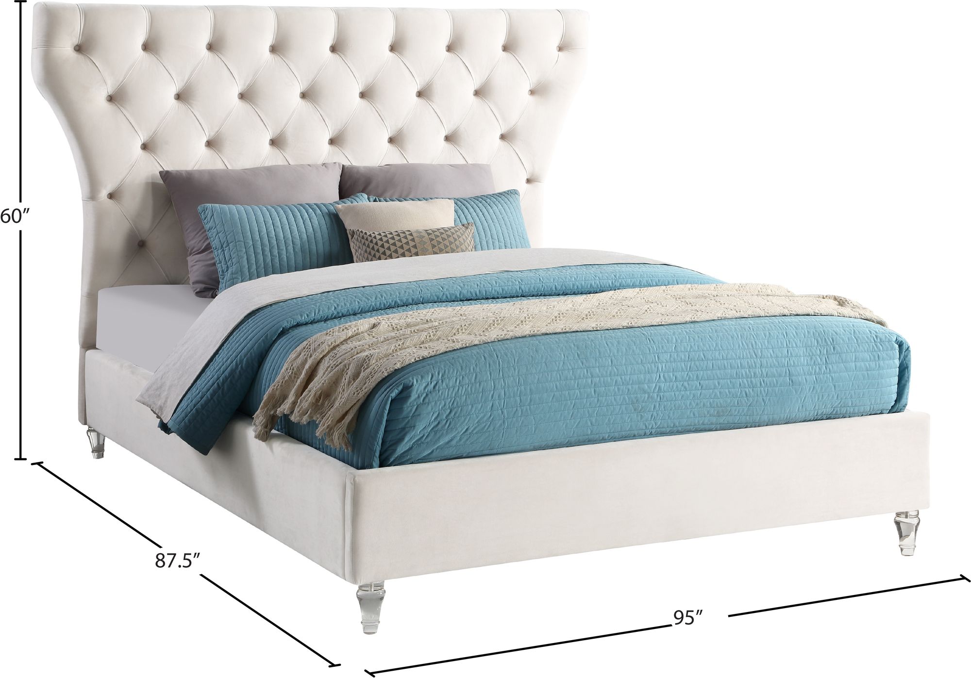 Kira Velvet King Size Bed