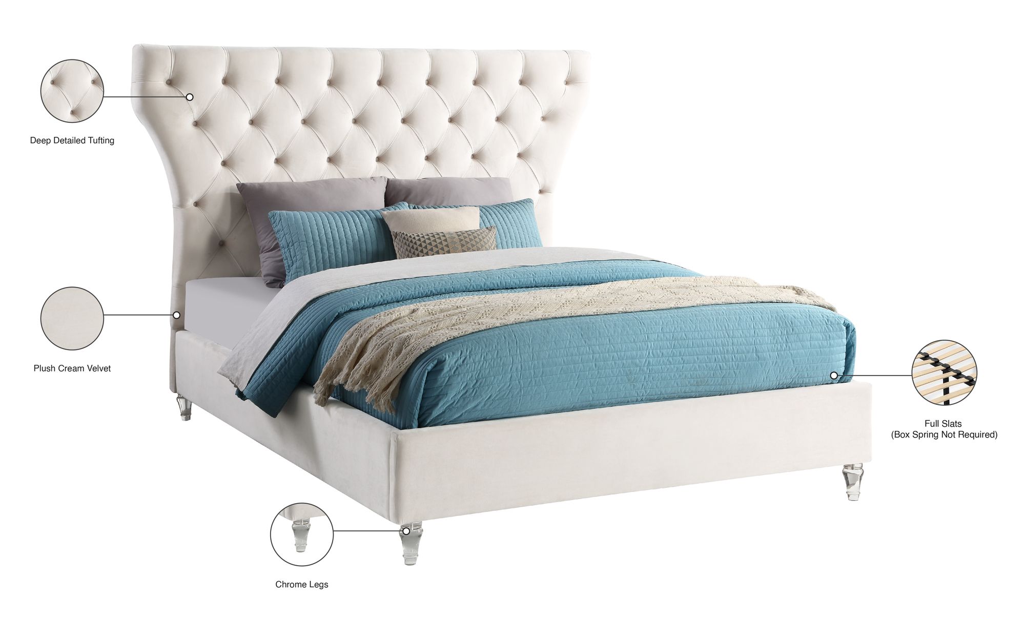Kira Velvet King Size Bed