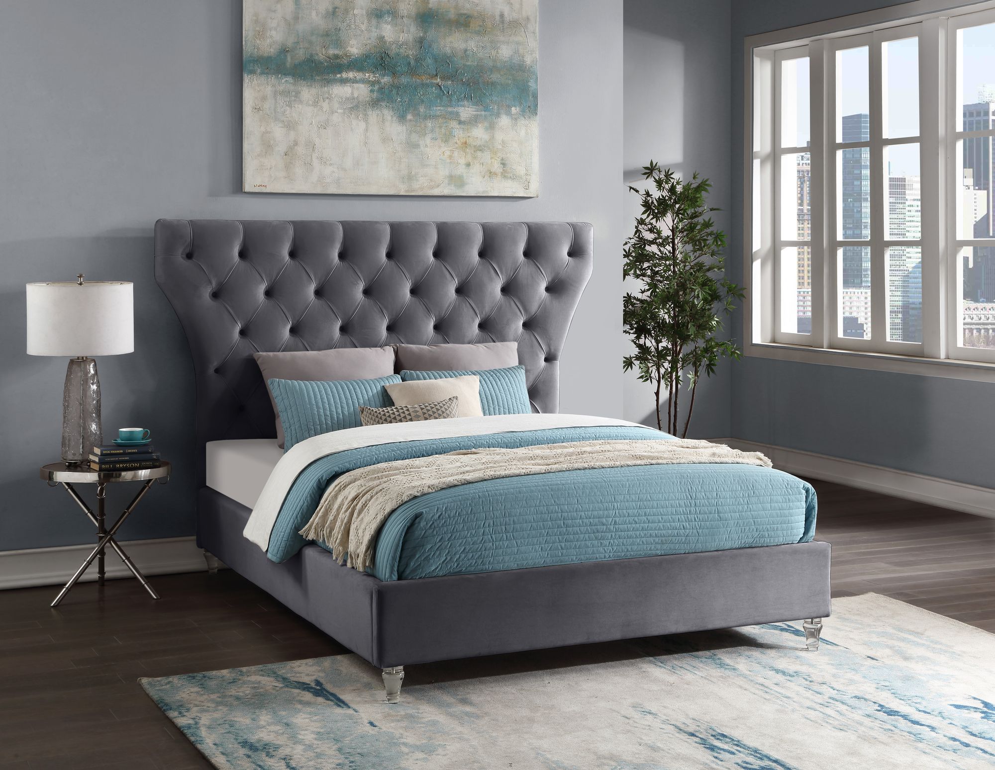 Kira Velvet King Size Bed