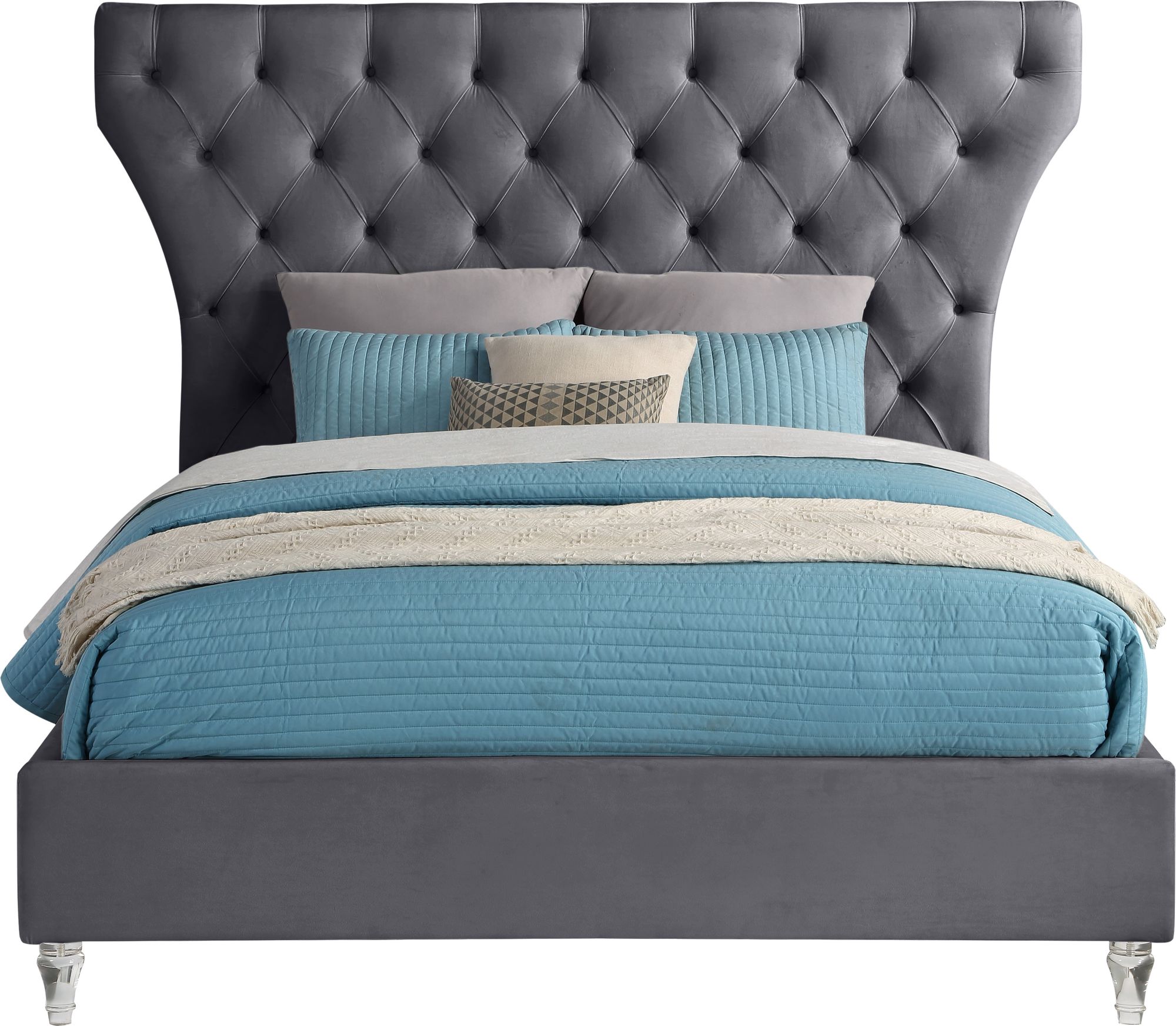 Kira Velvet Queen Size Bed