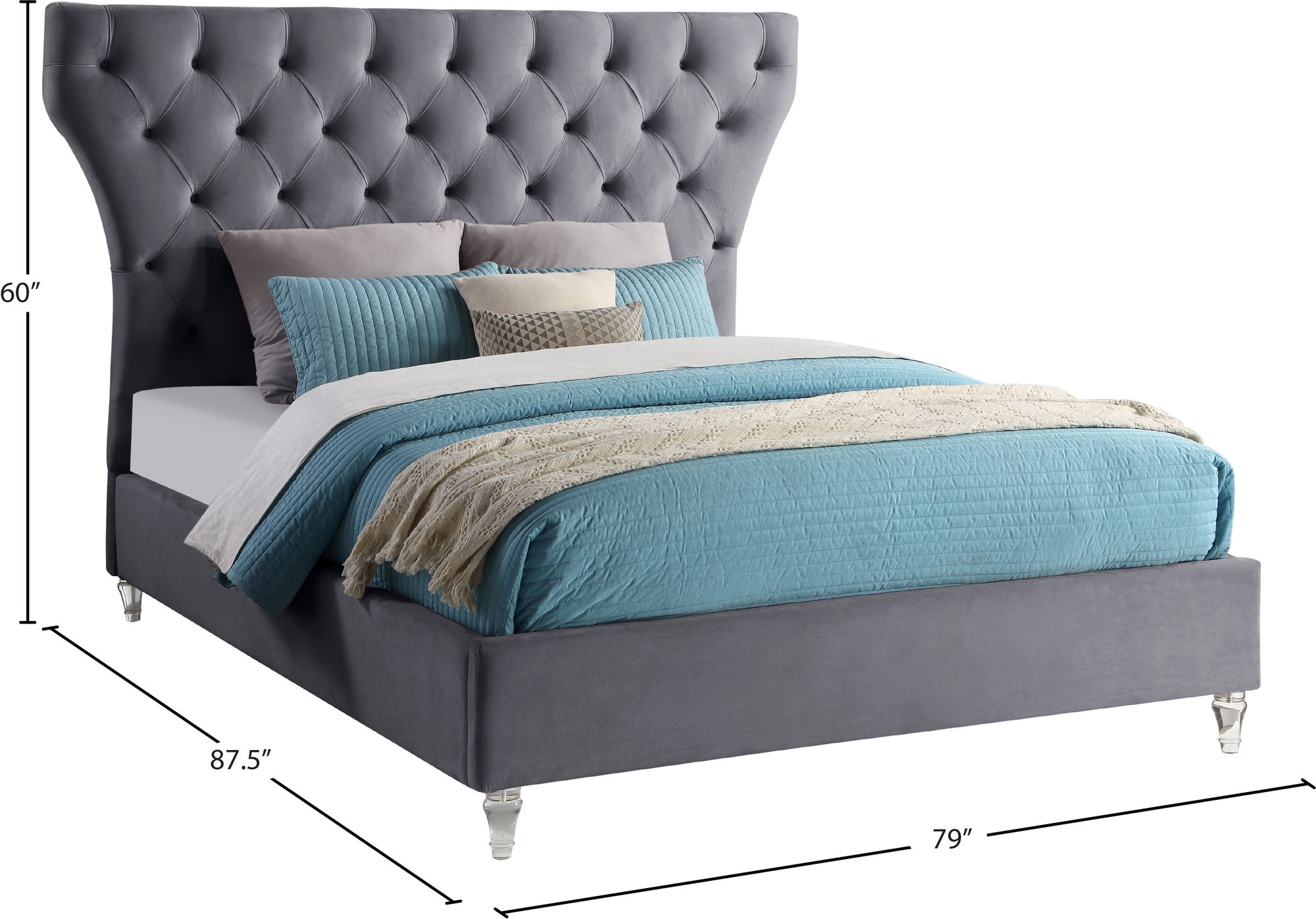 Kira Velvet Queen Size Bed