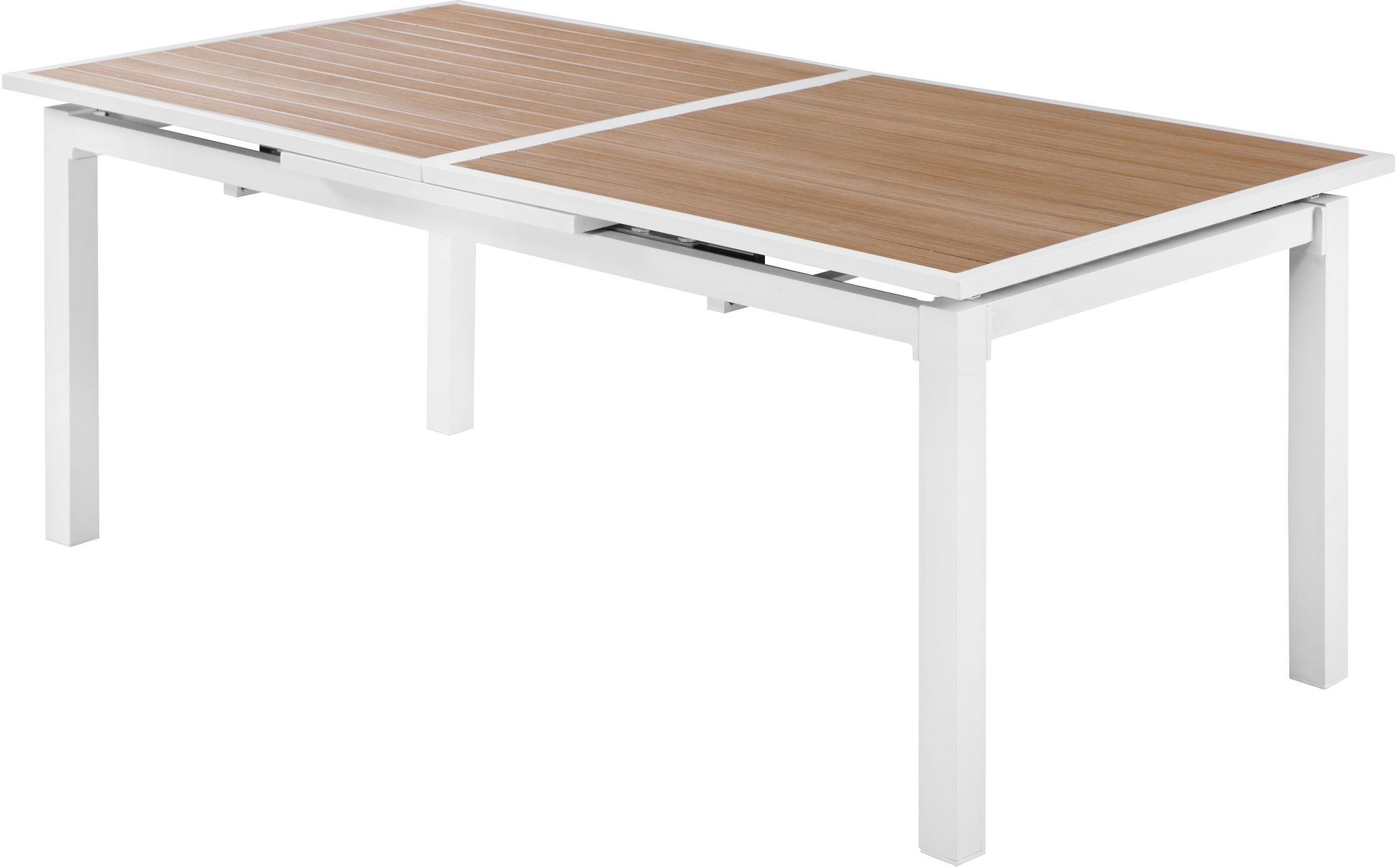 Nizuc Outdoor Patio Extendable Dining Table with White Aluminum Frame