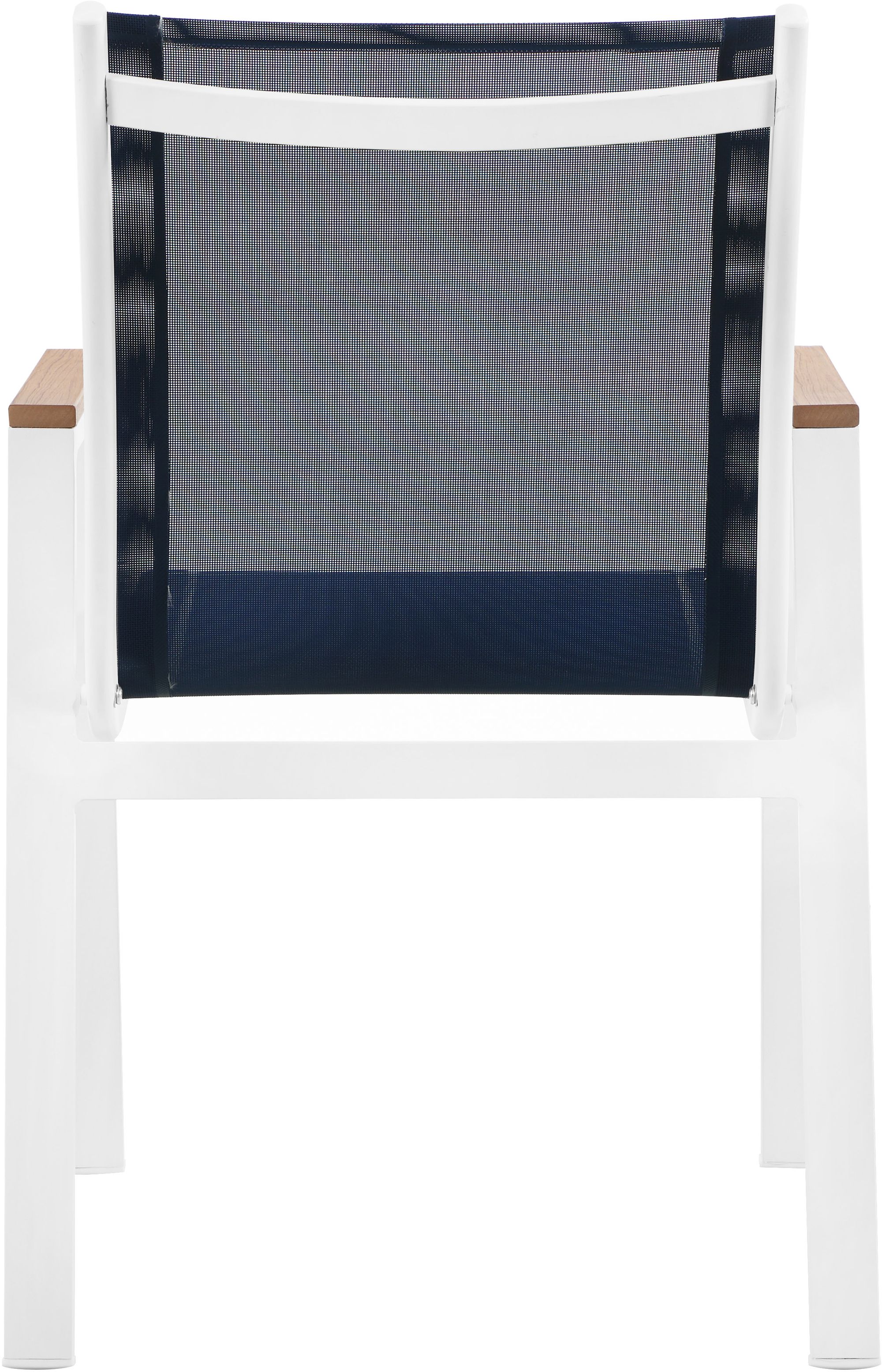 Nizuc Outdoor Patio Mesh Waterproof Fabric Dining Arm Chair with White Aluminum Frame