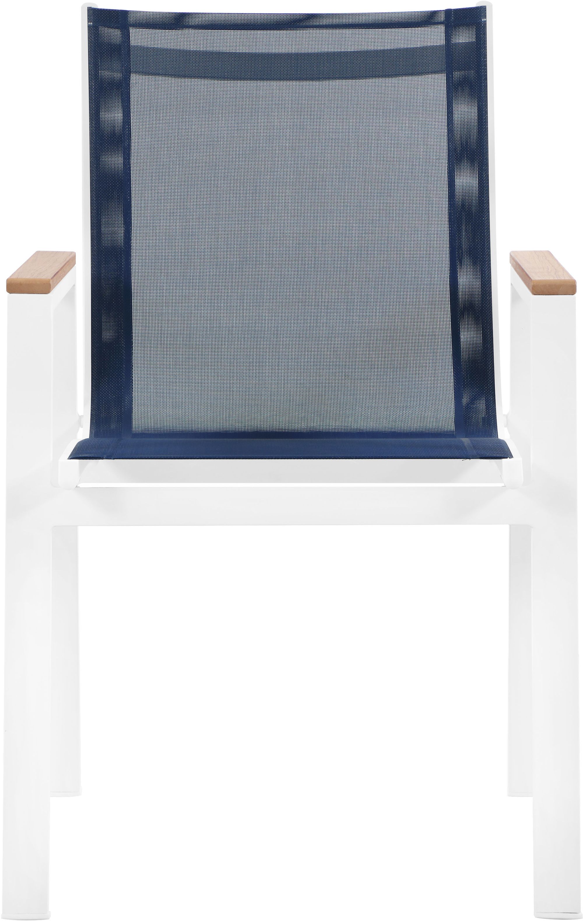 Nizuc Outdoor Patio Mesh Waterproof Fabric Dining Arm Chair with White Aluminum Frame