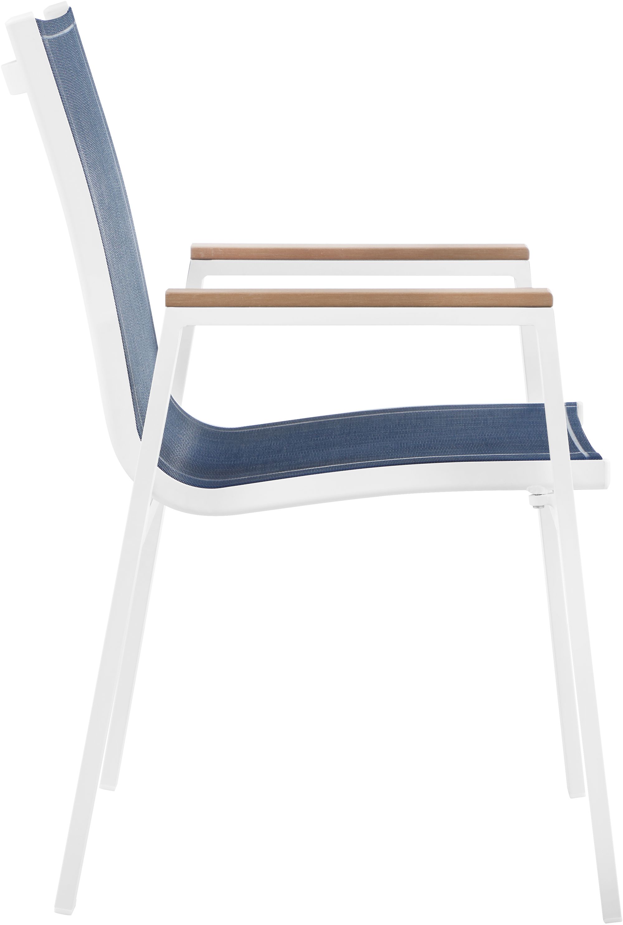 Nizuc Outdoor Patio Mesh Waterproof Fabric Dining Arm Chair with White Aluminum Frame