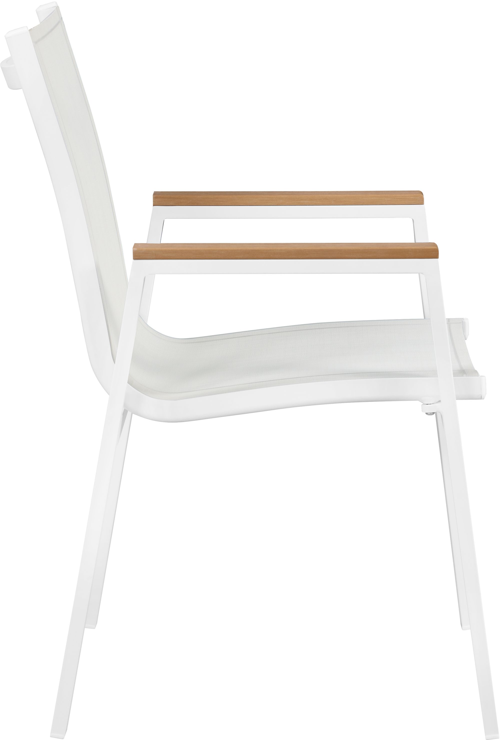Nizuc Outdoor Patio Mesh Waterproof Fabric Dining Arm Chair with White Aluminum Frame