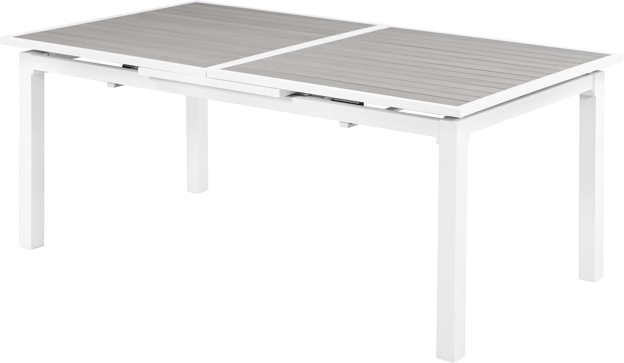 Nizuc Outdoor Patio Extendable Dining Table with White Aluminum Frame