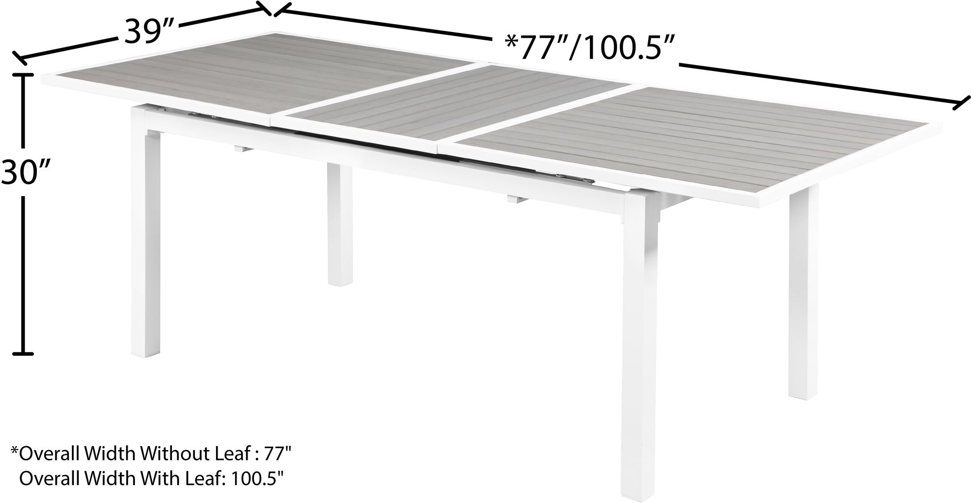 Nizuc Outdoor Patio Extendable Dining Table with White Aluminum Frame