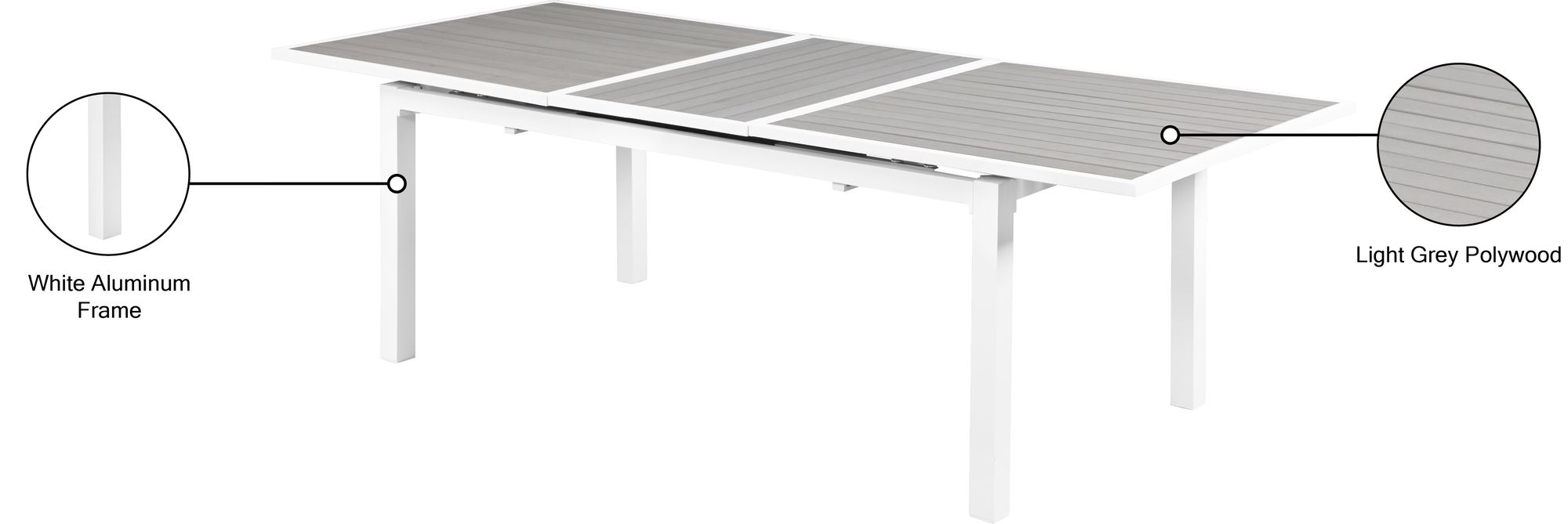 Nizuc Outdoor Patio Extendable Dining Table with Aluminum Frame