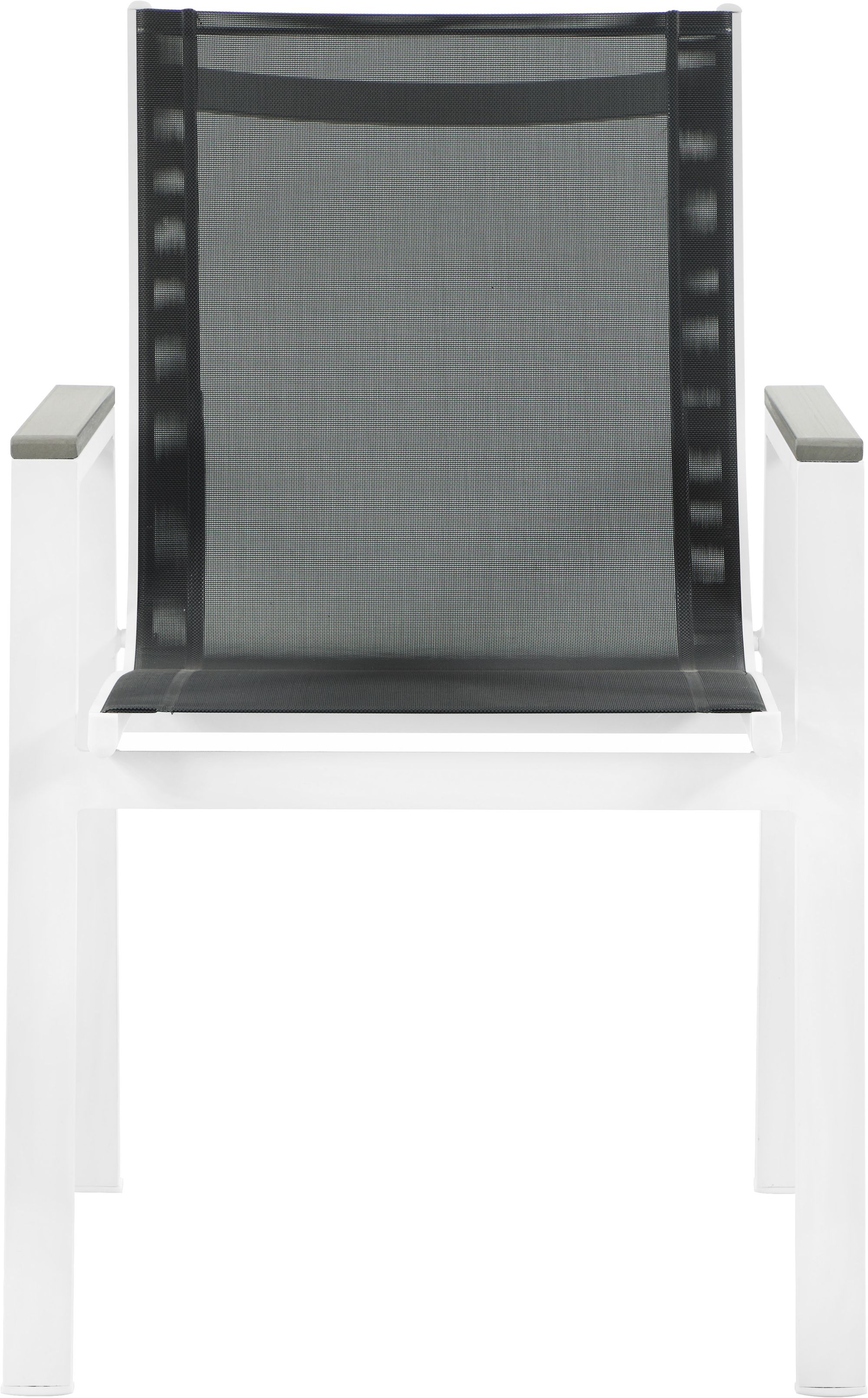 Nizuc Outdoor Patio Mesh Waterproof Fabric Dining Arm Chair with White Aluminum Frame