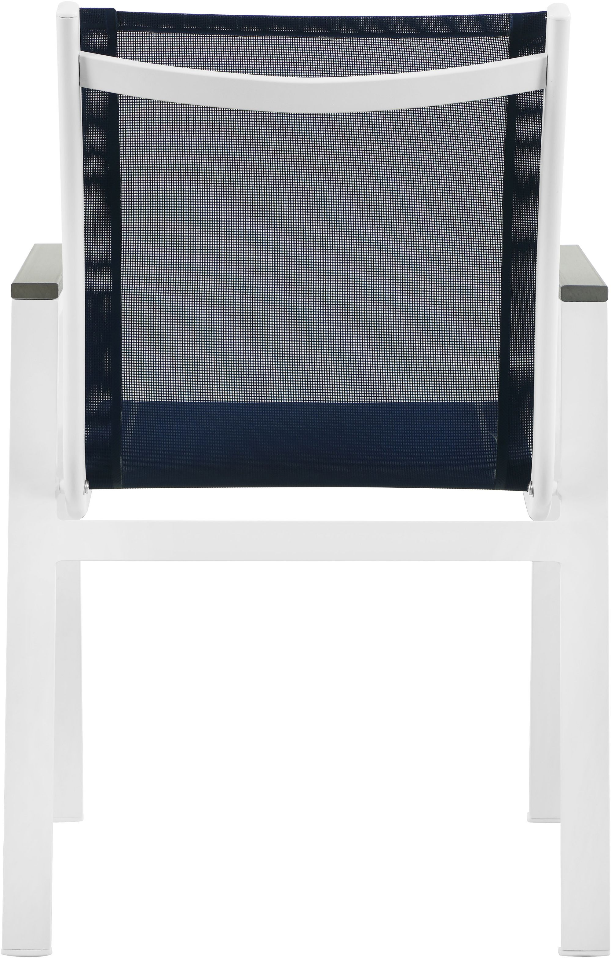Nizuc Outdoor Patio Mesh Waterproof Fabric Dining Arm Chair with White Aluminum Frame