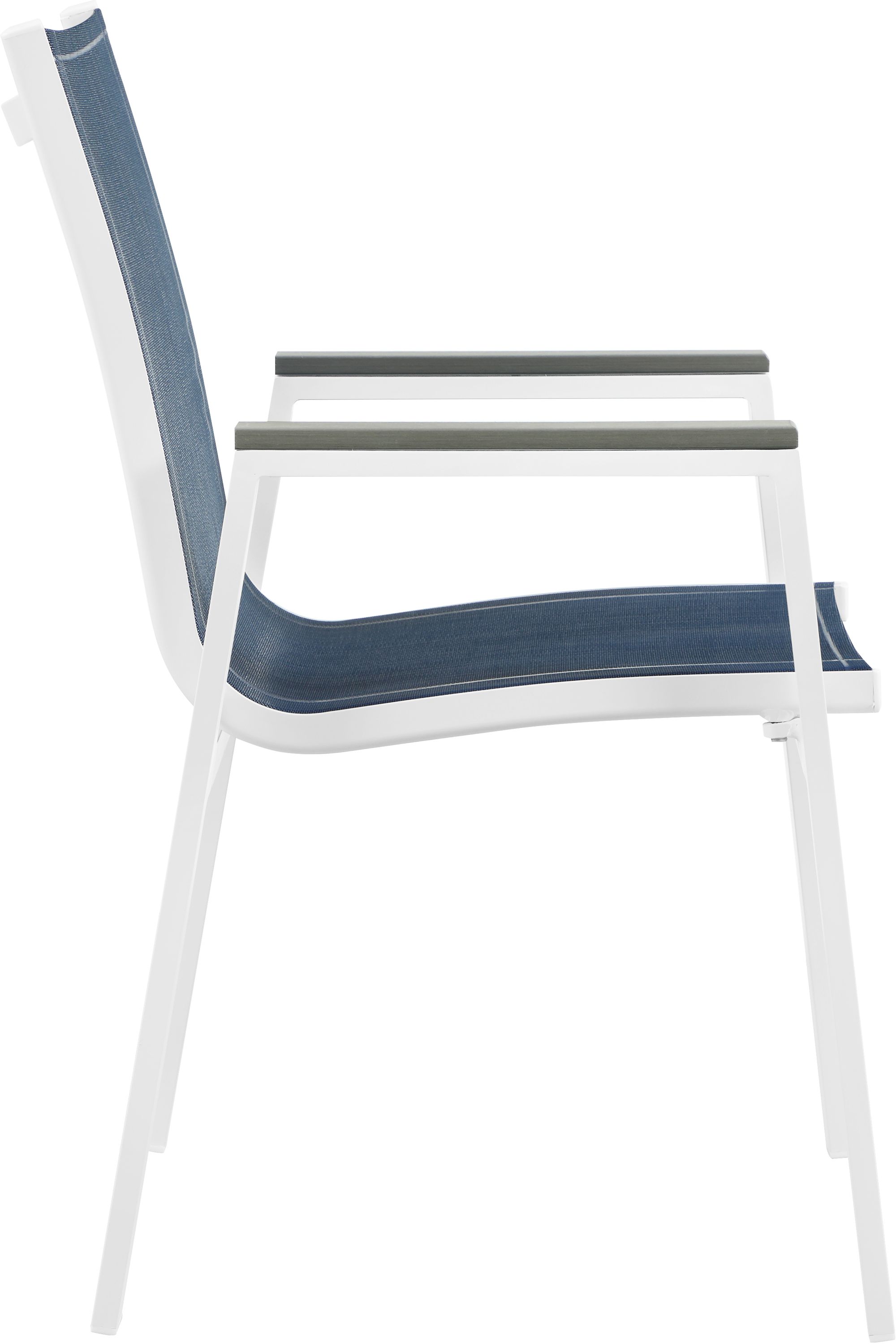 Nizuc Outdoor Patio Mesh Waterproof Fabric Dining Arm Chair with White Aluminum Frame