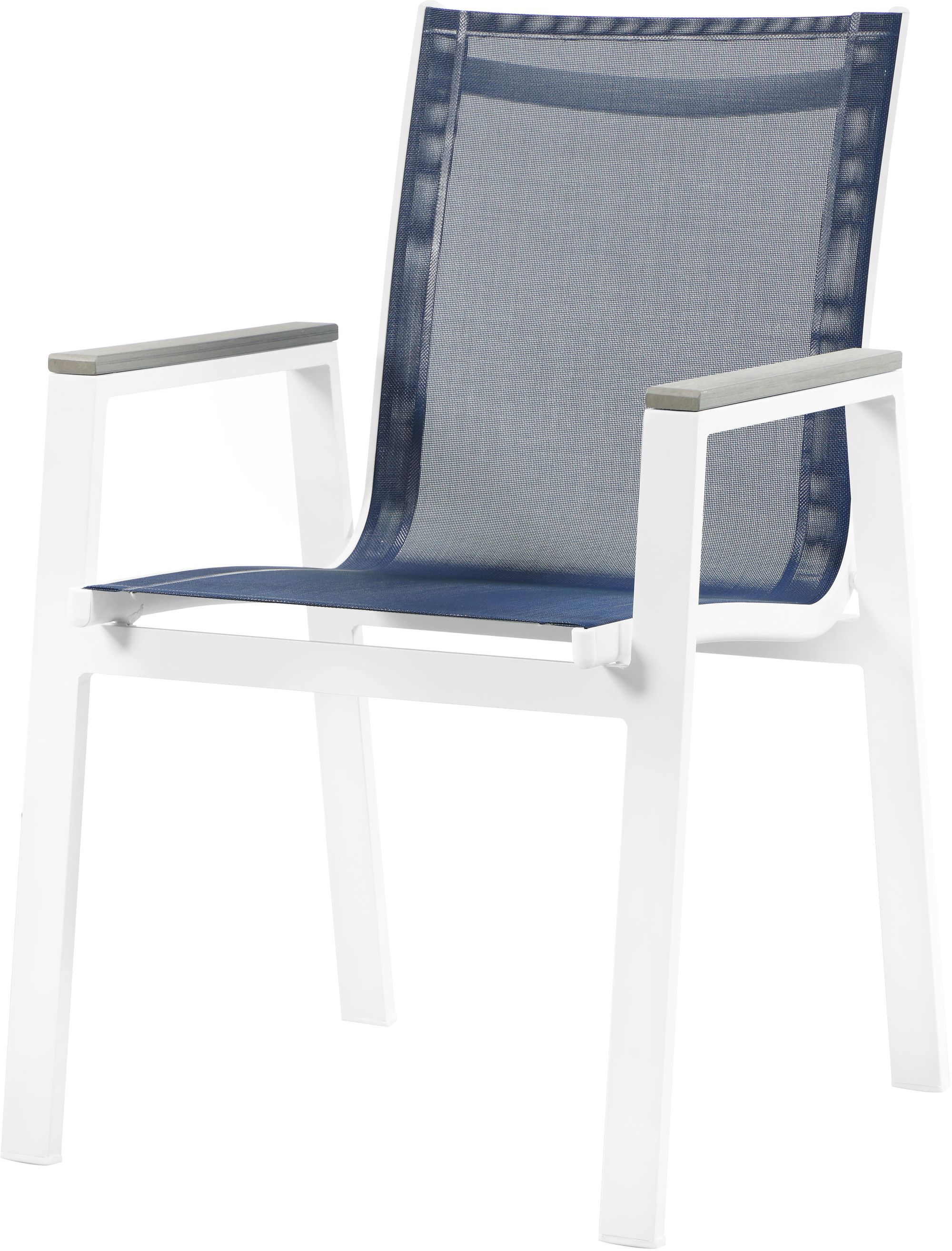 Nizuc Outdoor Patio Mesh Waterproof Fabric Dining Arm Chair with White Aluminum Frame