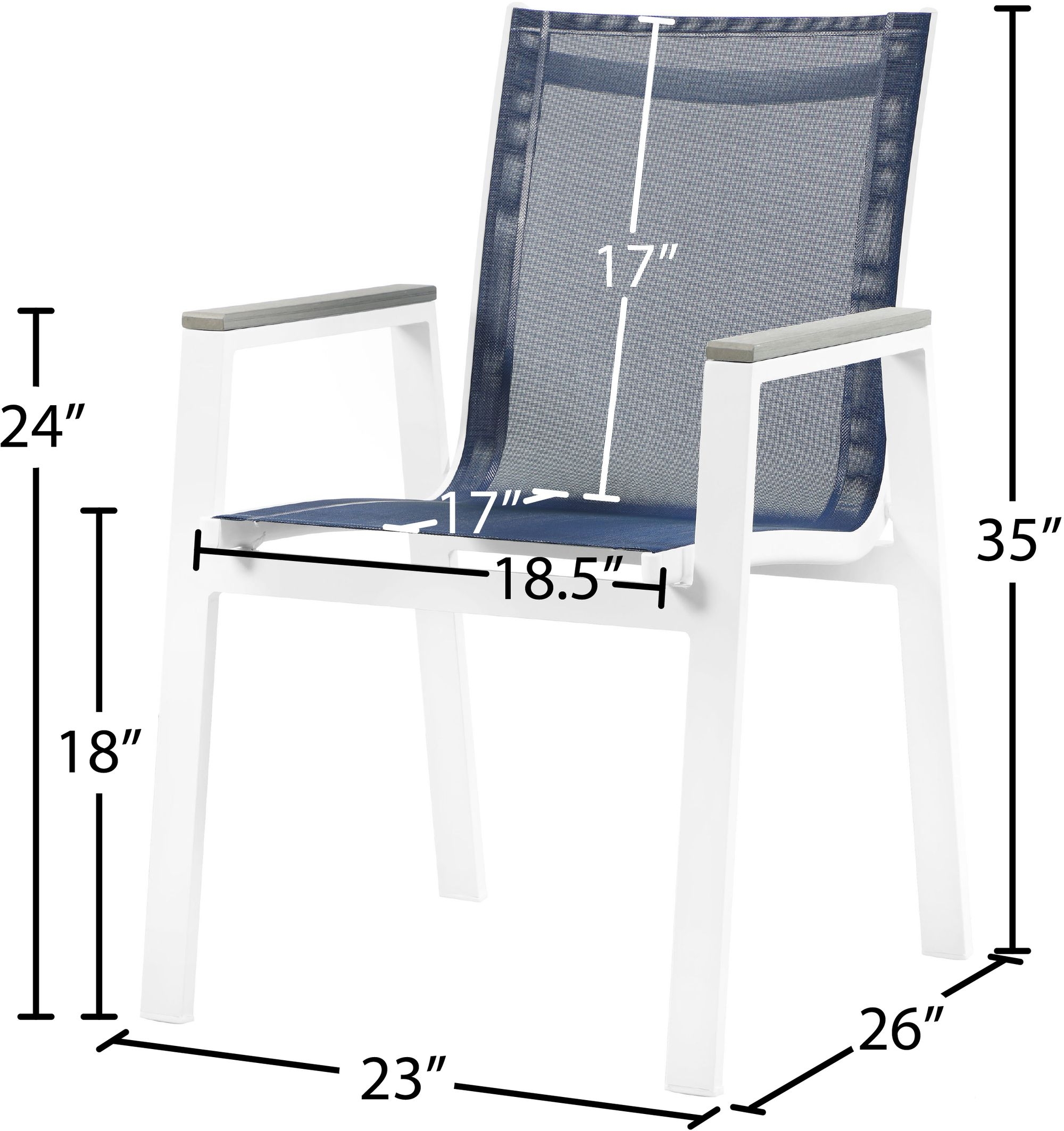 Nizuc Outdoor Patio Mesh Waterproof Fabric Dining Arm Chair with Aluminum Frame
