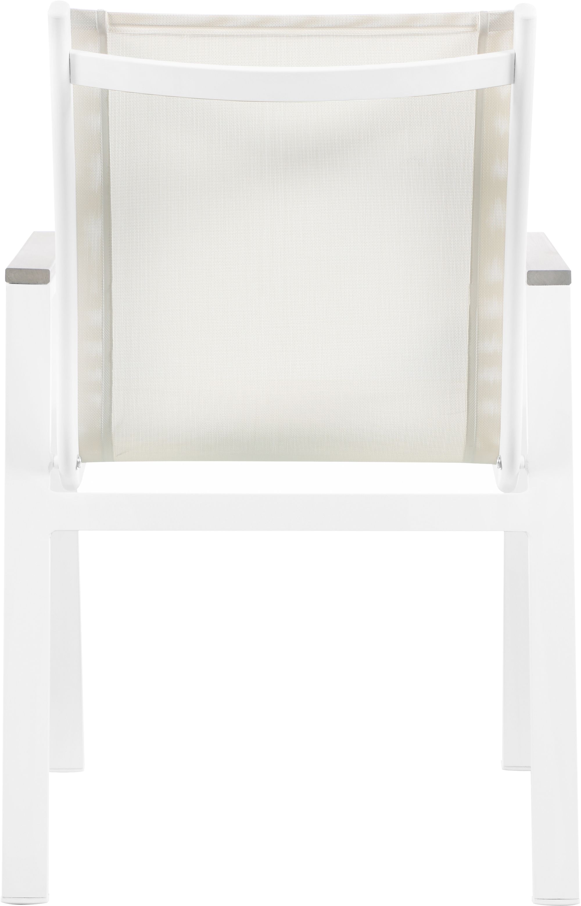 Nizuc Outdoor Patio Mesh Waterproof Fabric Dining Arm Chair with White Aluminum Frame