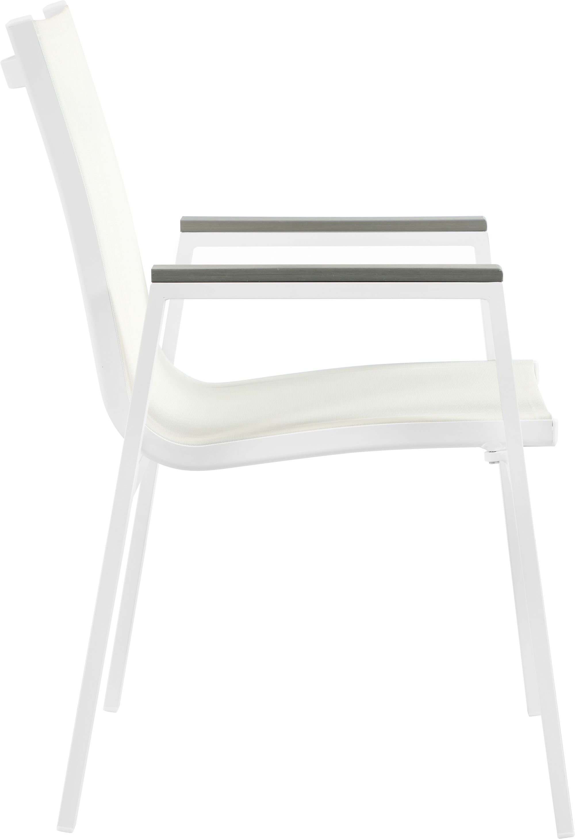 Nizuc Outdoor Patio Mesh Waterproof Fabric Dining Arm Chair with White Aluminum Frame