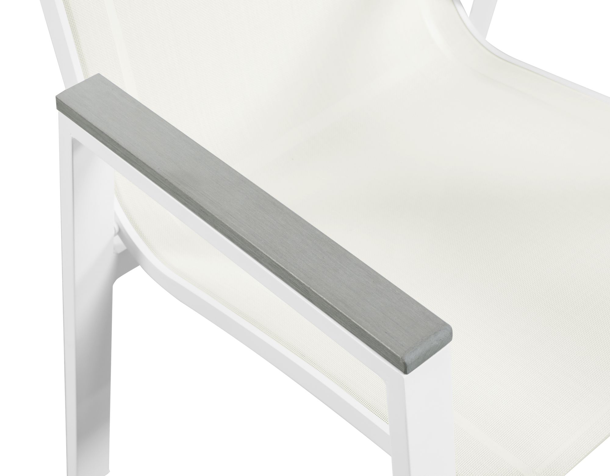 Nizuc Outdoor Patio Mesh Waterproof Fabric Dining Arm Chair with White Aluminum Frame