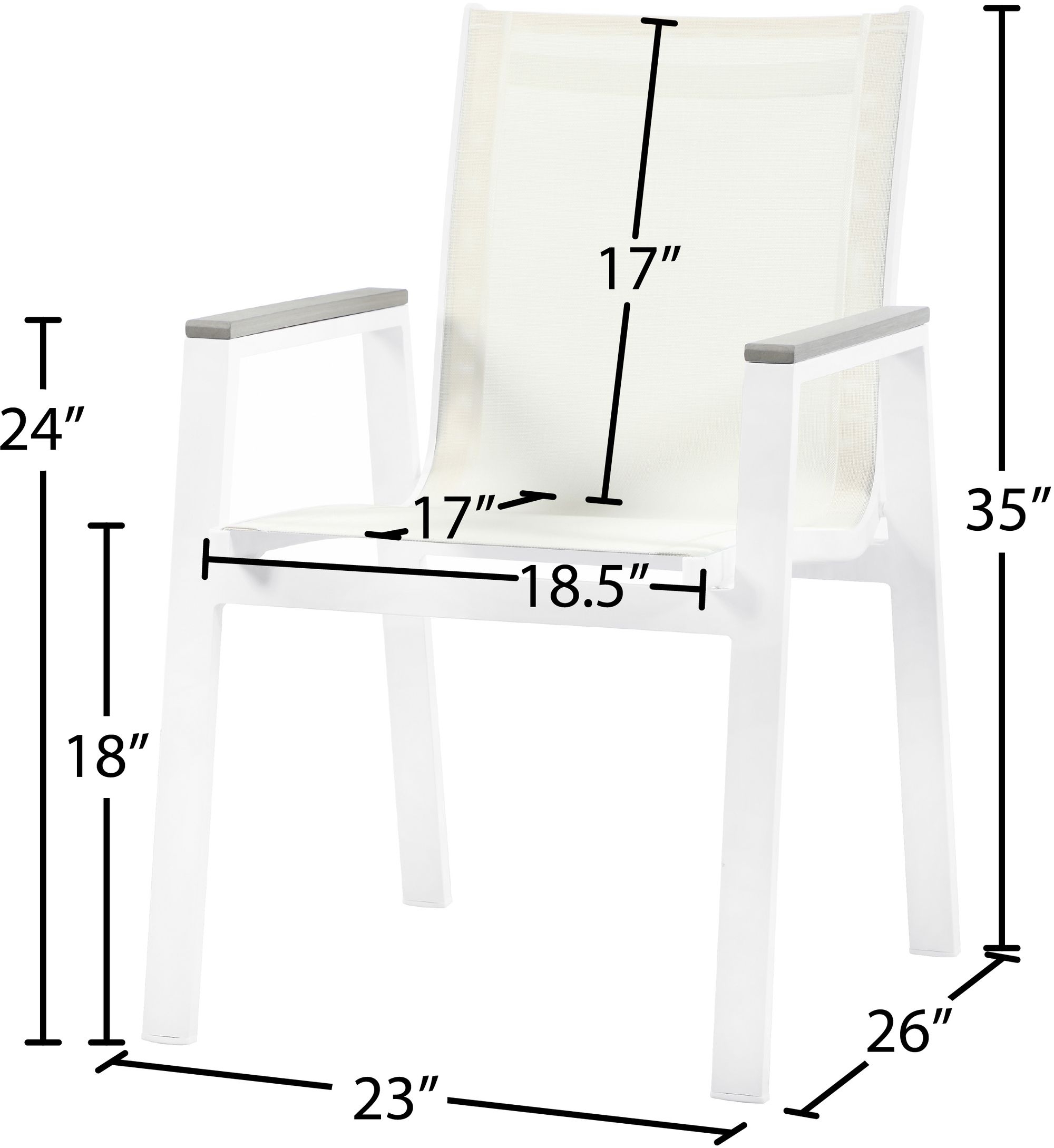 Nizuc Outdoor Patio Mesh Waterproof Fabric Dining Arm Chair with Aluminum Frame