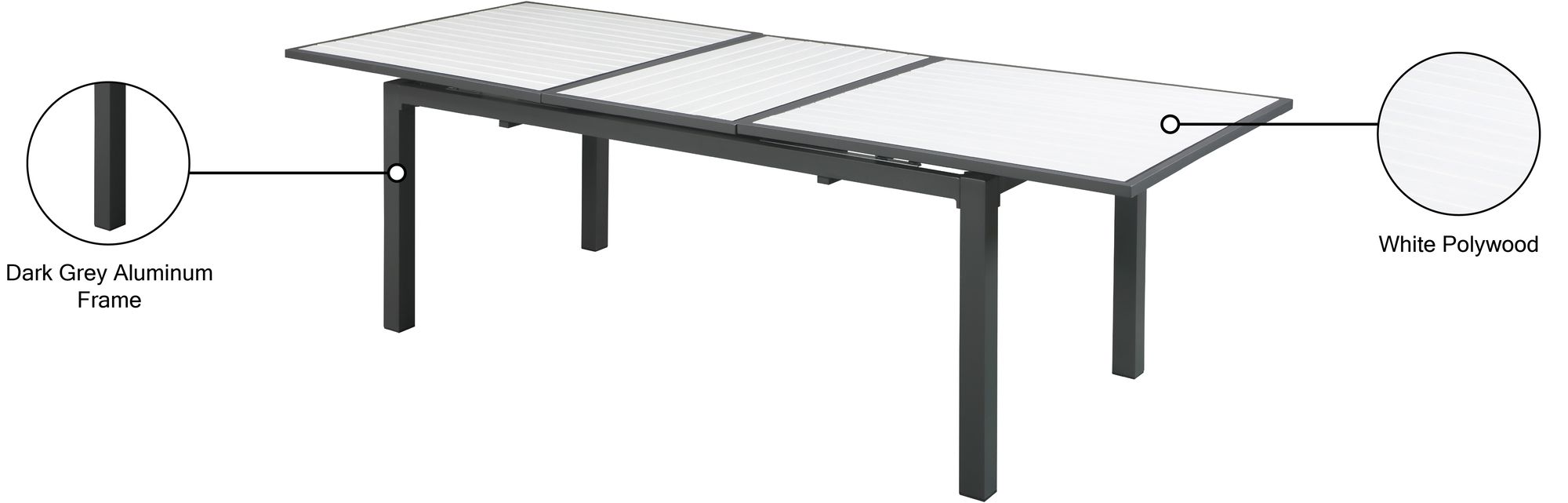 Nizuc Outdoor Patio Extendable Dining Table with Aluminum Frame