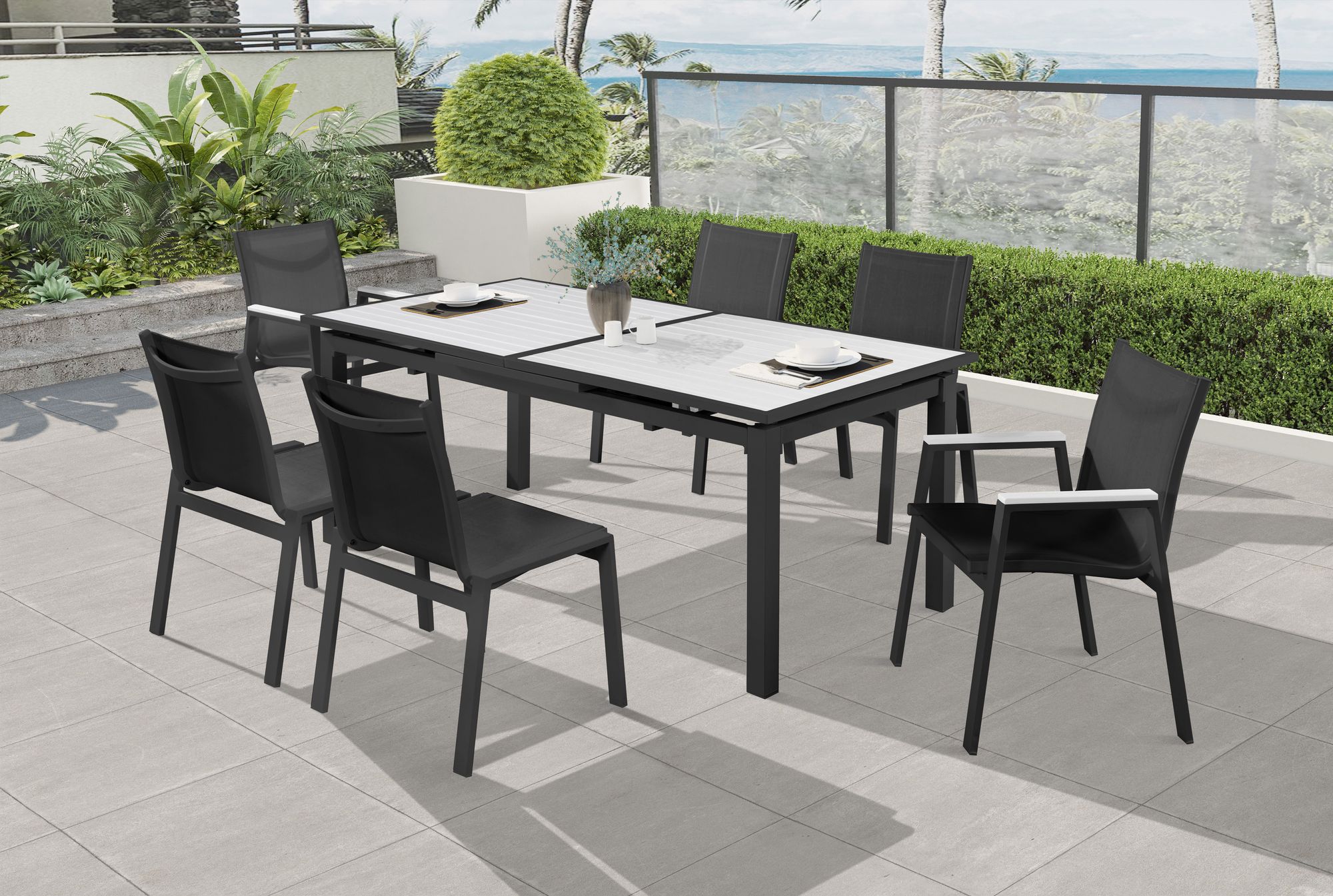 Nizuc Outdoor Patio Mesh Waterproof Fabric Dining Arm Chair with Aluminum Frame