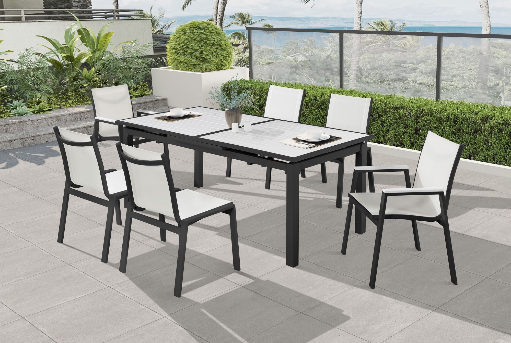 Nizuc Outdoor Patio Mesh Waterproof Fabric Dining Arm Chair with Aluminum Frame