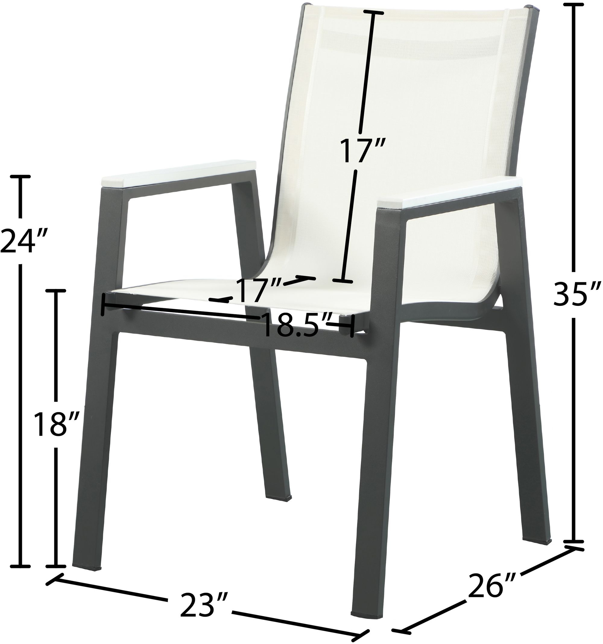 Nizuc Outdoor Patio Mesh Waterproof Fabric Dining Arm Chair with Aluminum Frame