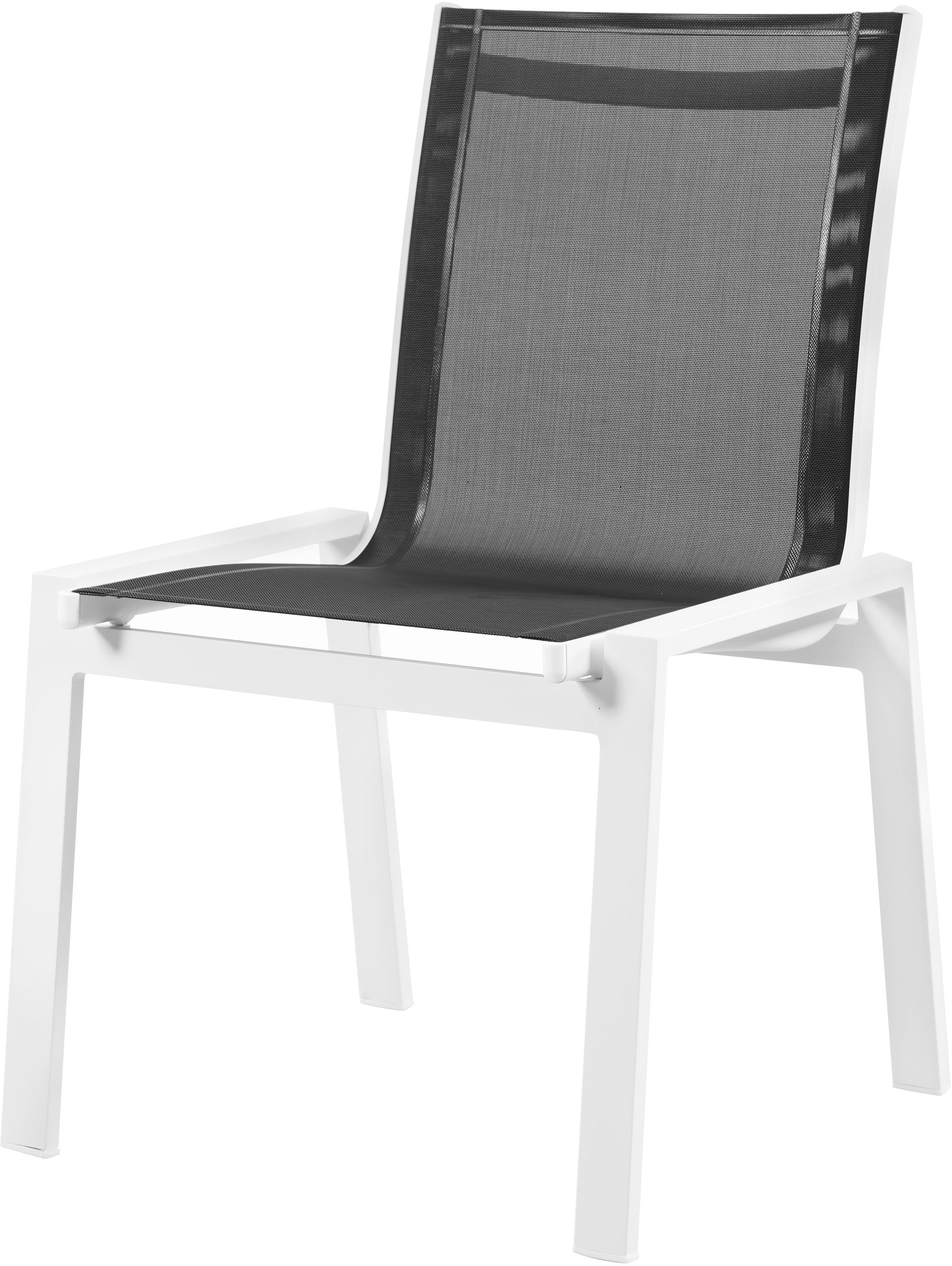 Nizuc Outdoor Patio Mesh Waterproof Fabric Dining Side Chair with White Aluminum Frame