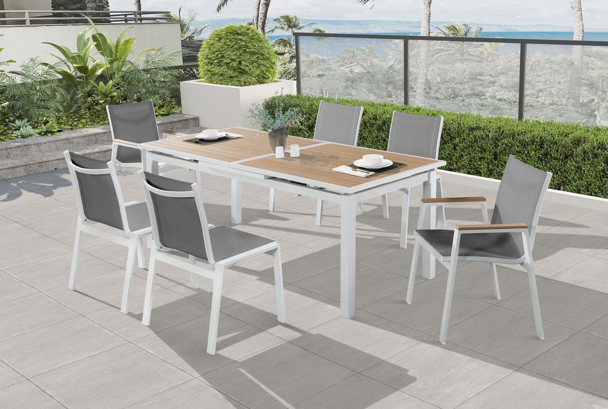 Nizuc Outdoor Patio Mesh Waterproof Fabric Dining Side Chair with Aluminum Frame