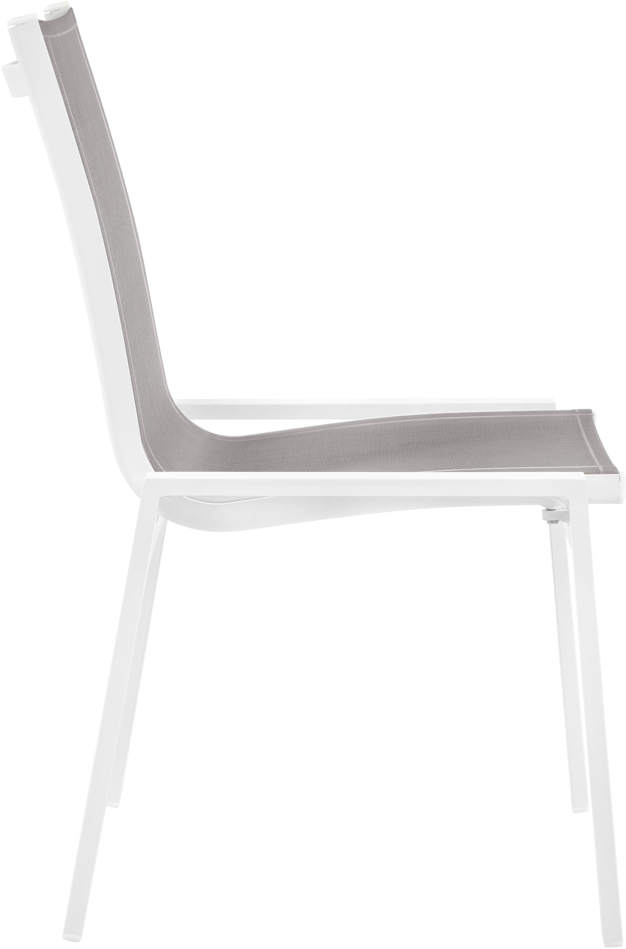 Nizuc Outdoor Patio Mesh Waterproof Fabric Dining Side Chair with White Aluminum Frame