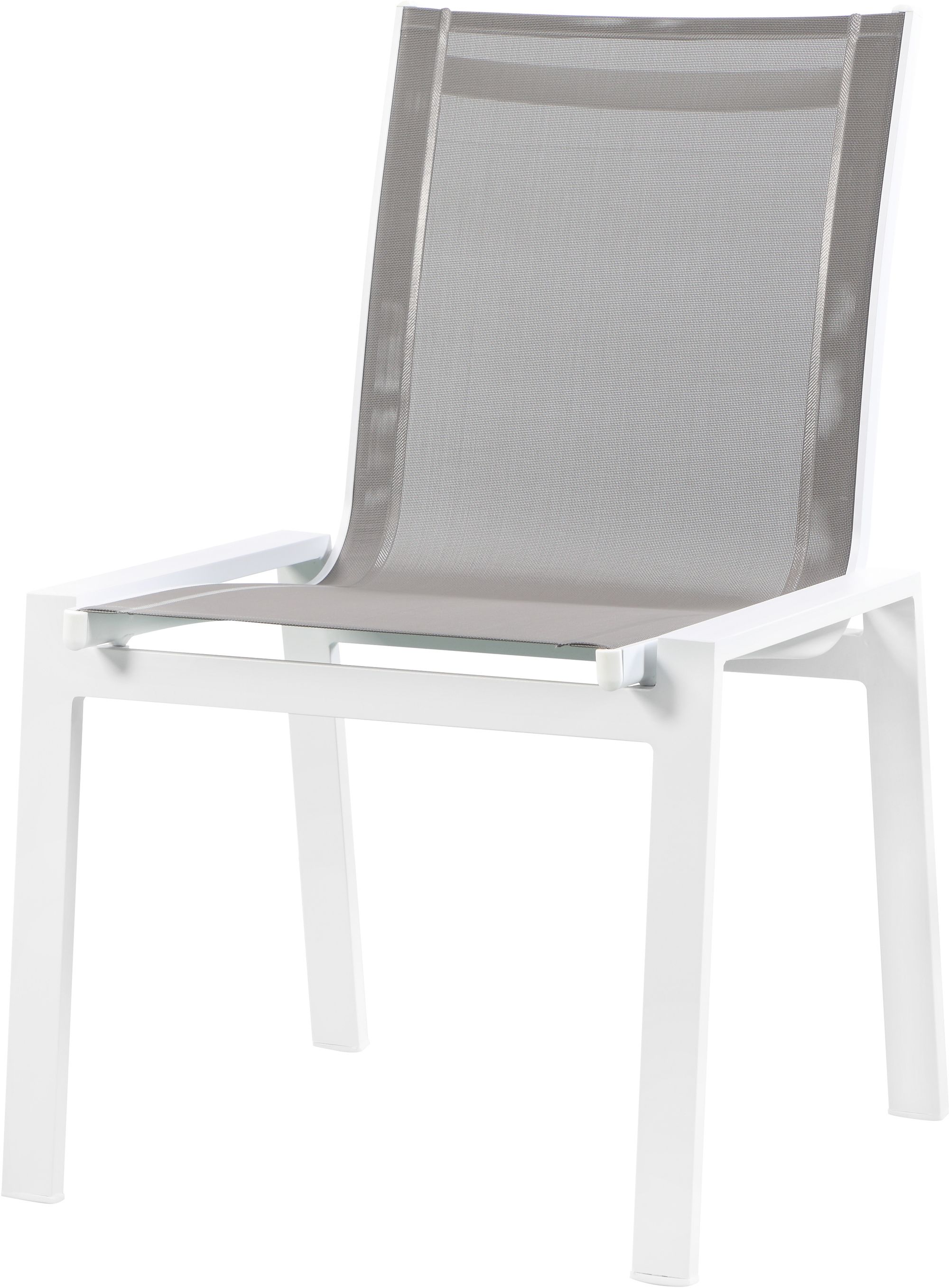 Nizuc Outdoor Patio Mesh Waterproof Fabric Dining Side Chair with White Aluminum Frame