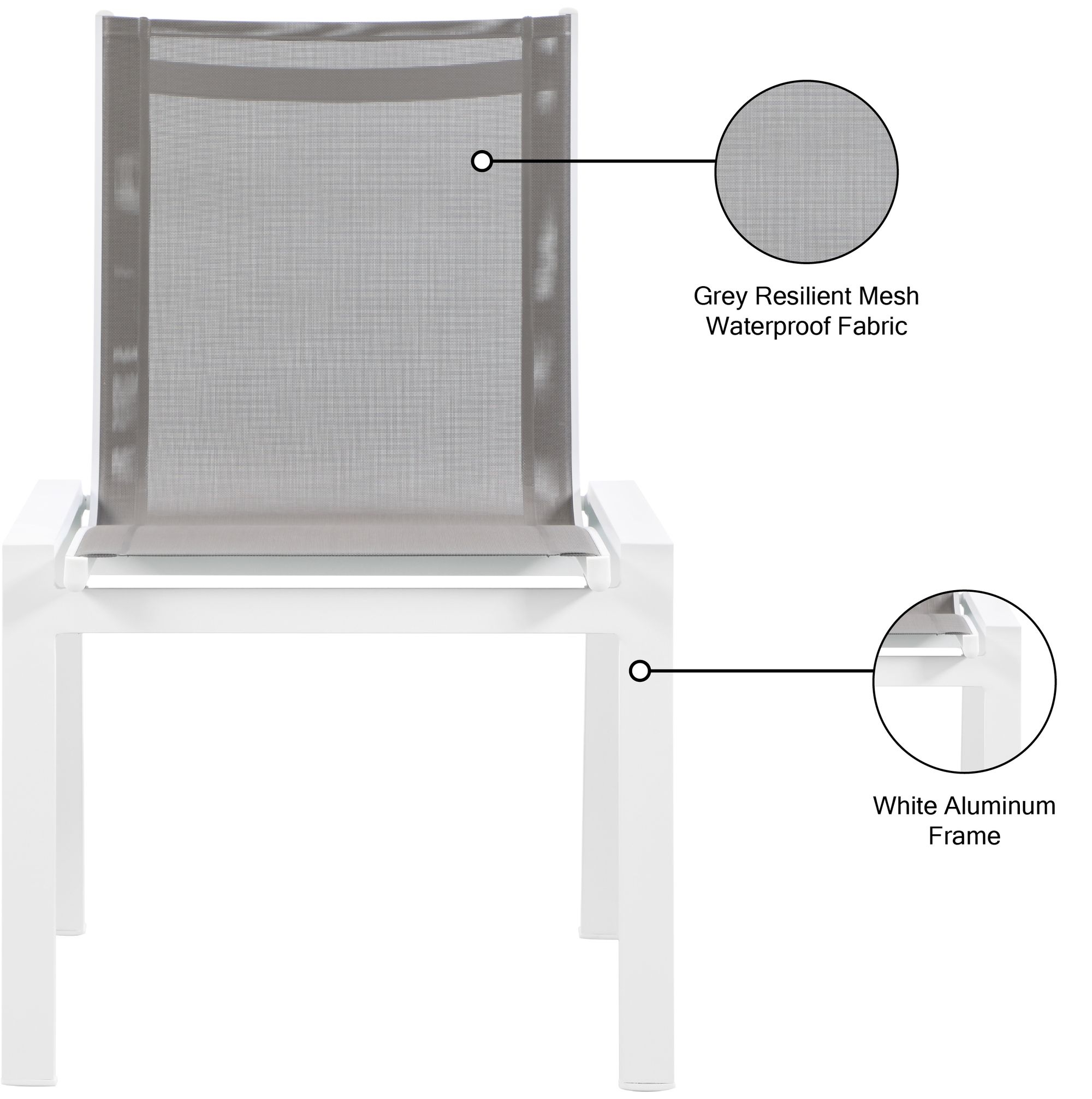Nizuc Outdoor Patio Mesh Waterproof Fabric Dining Side Chair with Aluminum Frame