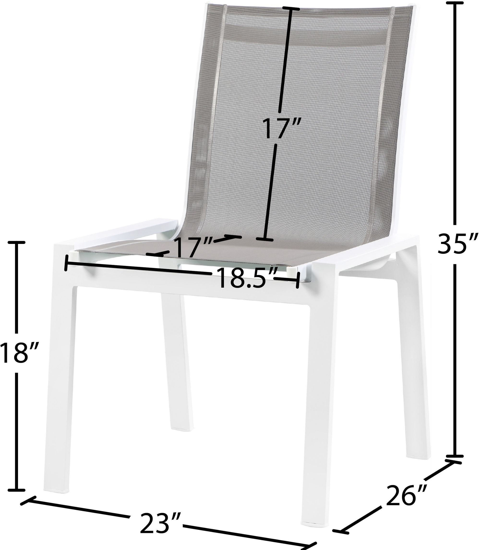 Nizuc Outdoor Patio Mesh Waterproof Fabric Dining Side Chair with Aluminum Frame