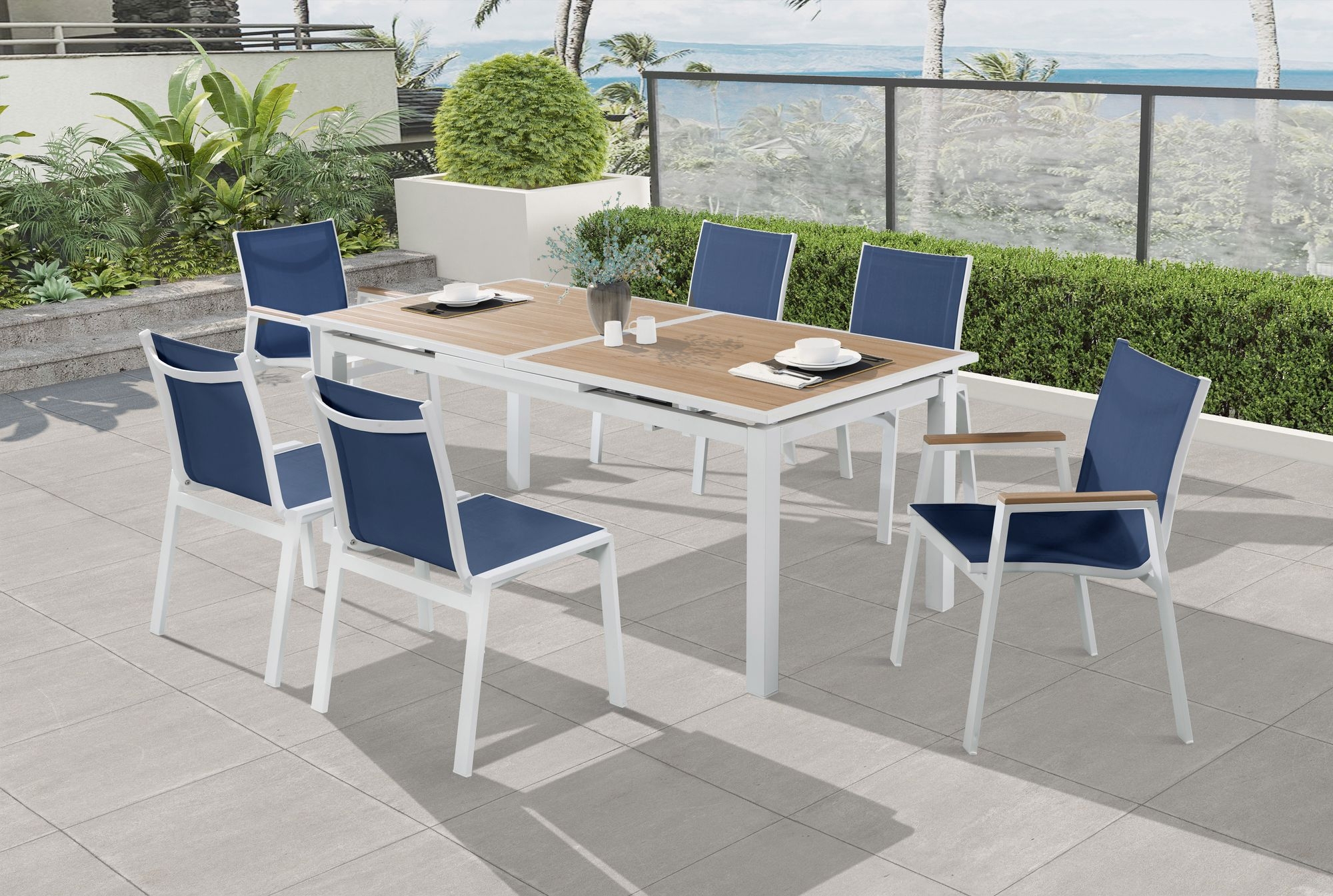 Nizuc Outdoor Patio Mesh Waterproof Fabric Dining Side Chair with Aluminum Frame