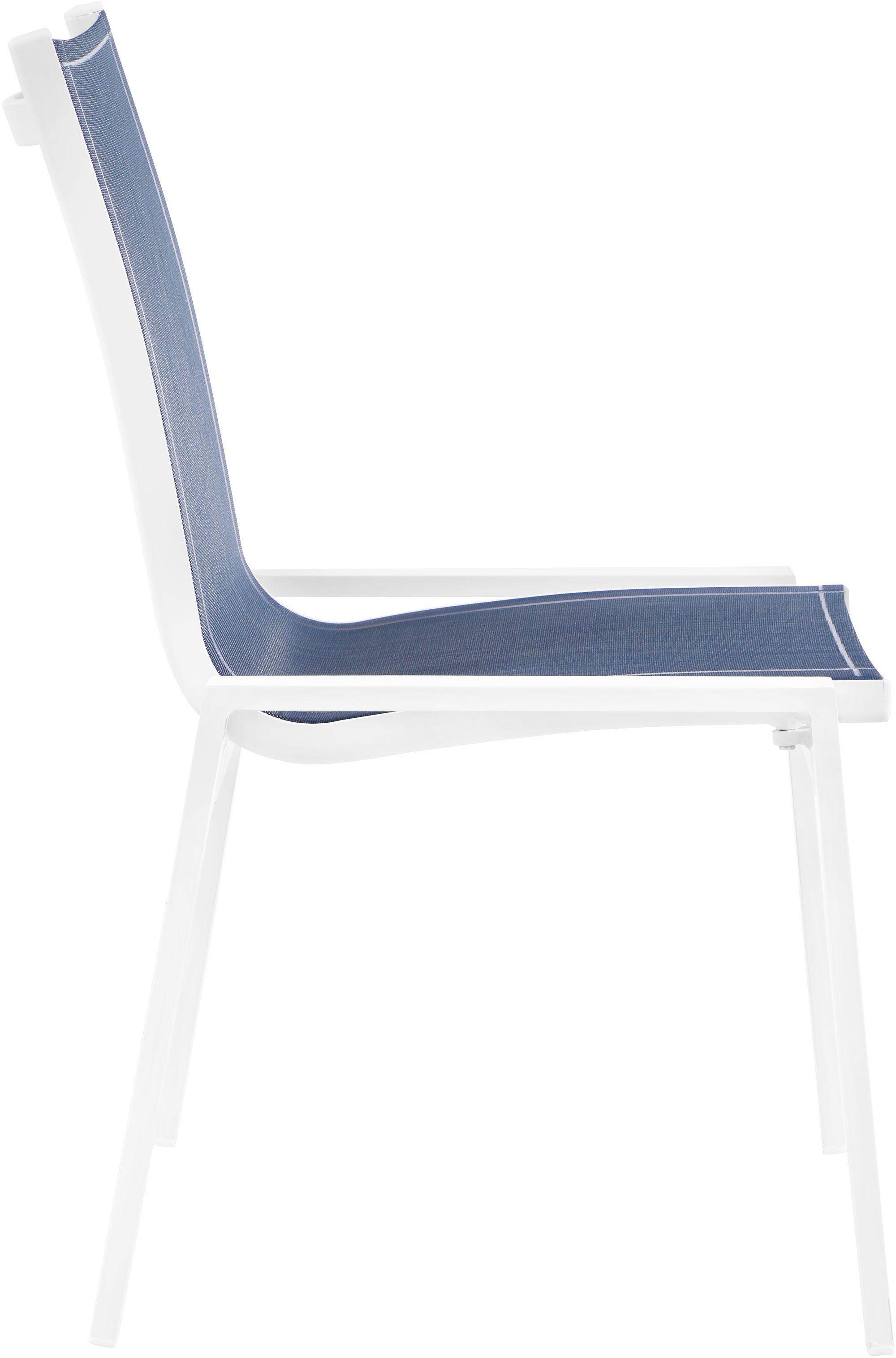 Nizuc Outdoor Patio Mesh Waterproof Fabric Dining Side Chair with White Aluminum Frame