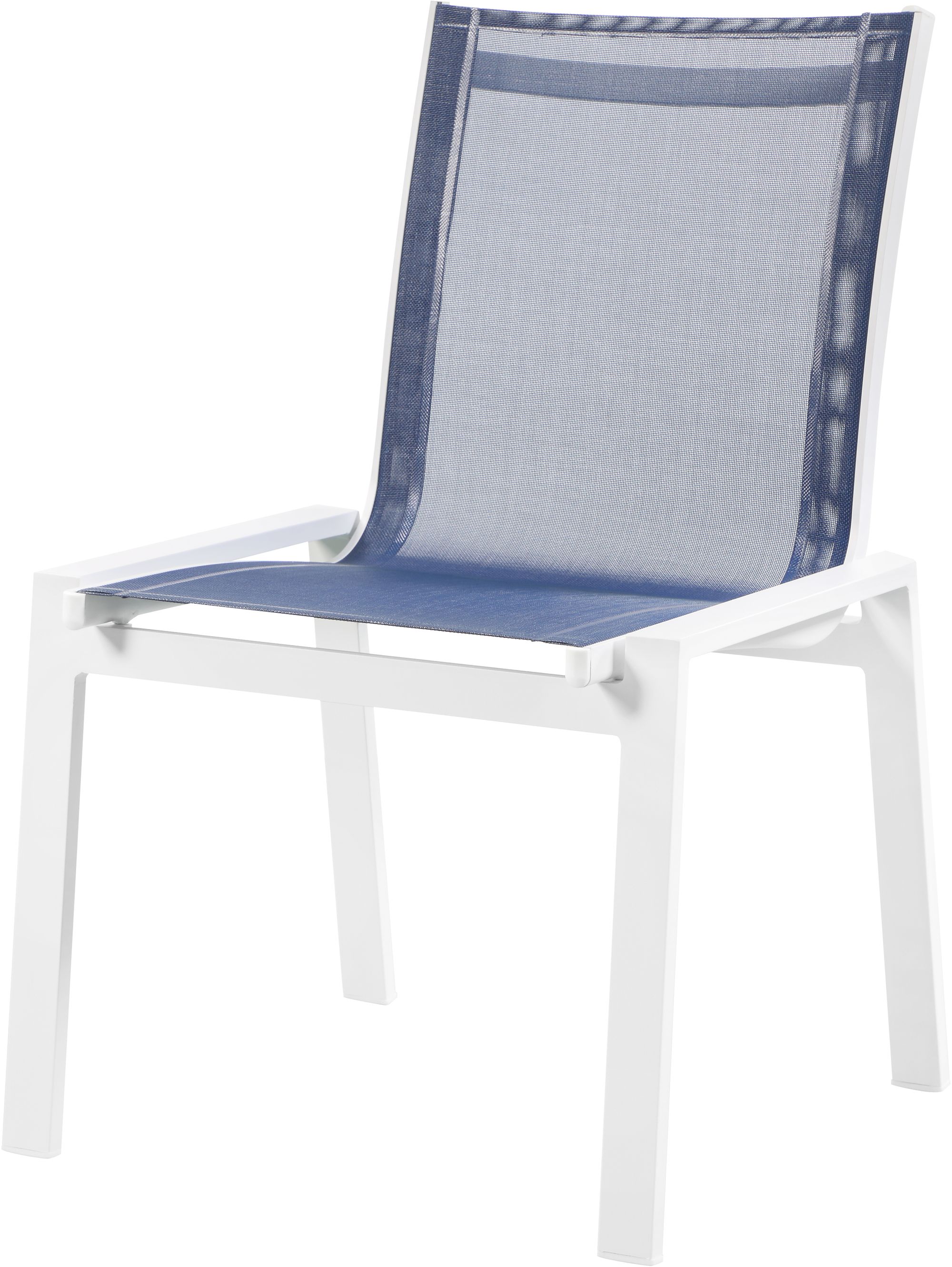 Nizuc Outdoor Patio Mesh Waterproof Fabric Dining Side Chair with White Aluminum Frame