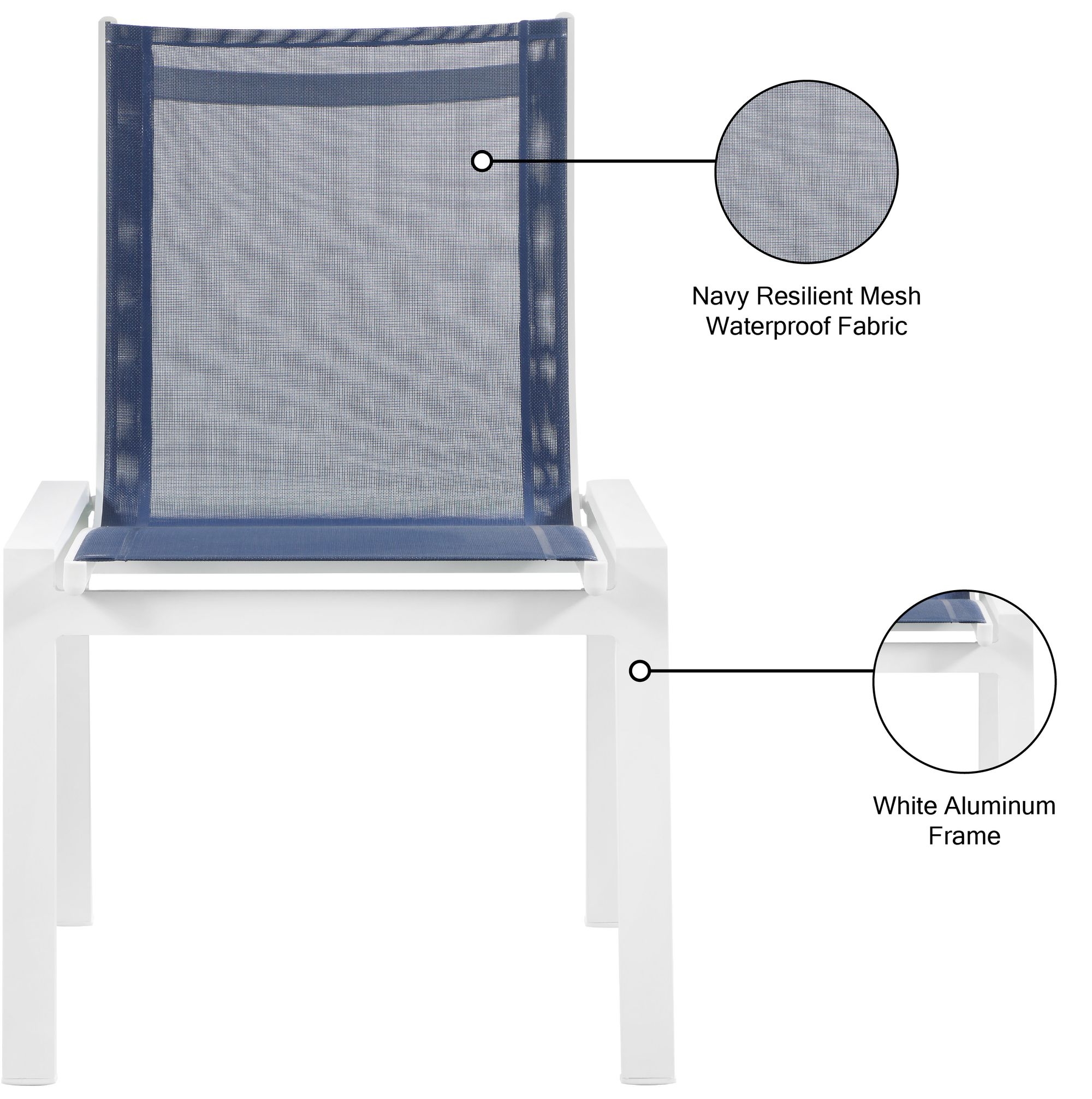 Nizuc Outdoor Patio Mesh Waterproof Fabric Dining Side Chair with Aluminum Frame