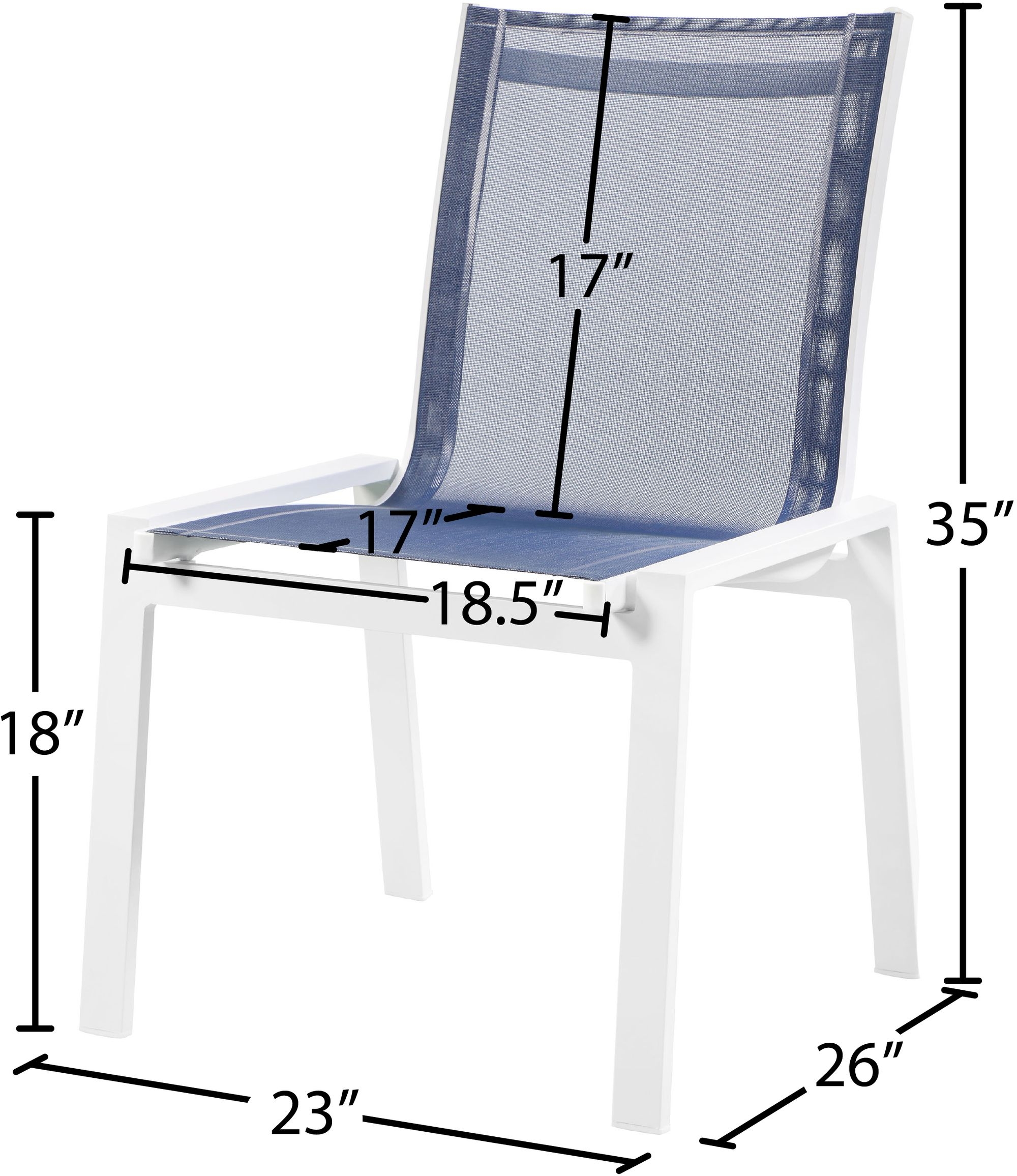Nizuc Outdoor Patio Mesh Waterproof Fabric Dining Side Chair with Aluminum Frame