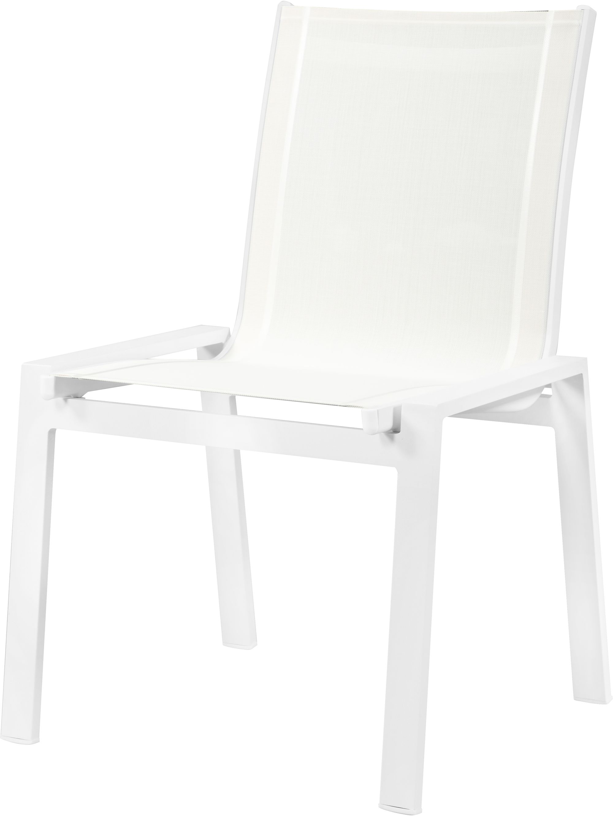 Nizuc Outdoor Patio Mesh Waterproof Fabric Dining Side Chair with White Aluminum Frame