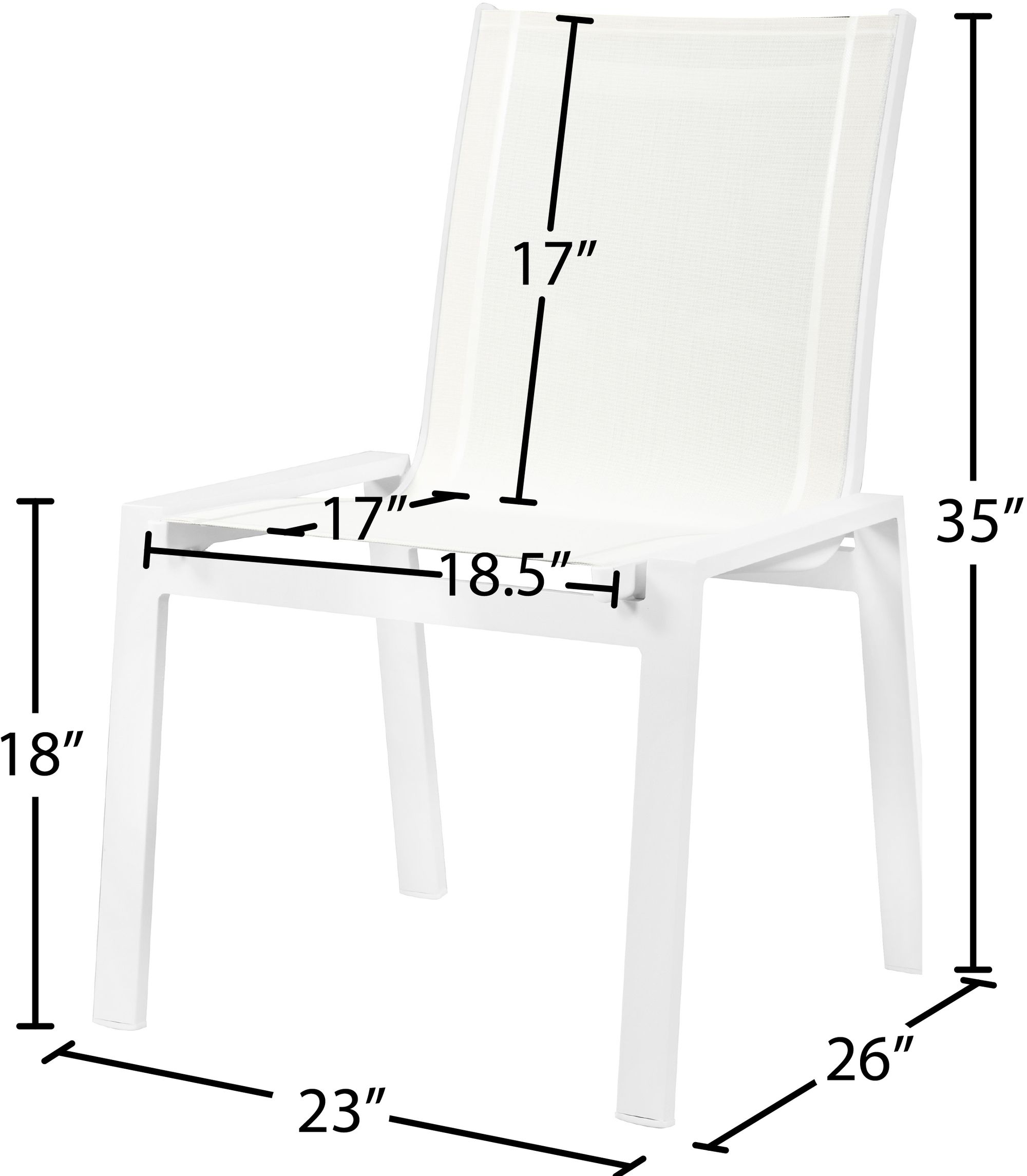 Nizuc Outdoor Patio Mesh Waterproof Fabric Dining Side Chair with White Aluminum Frame