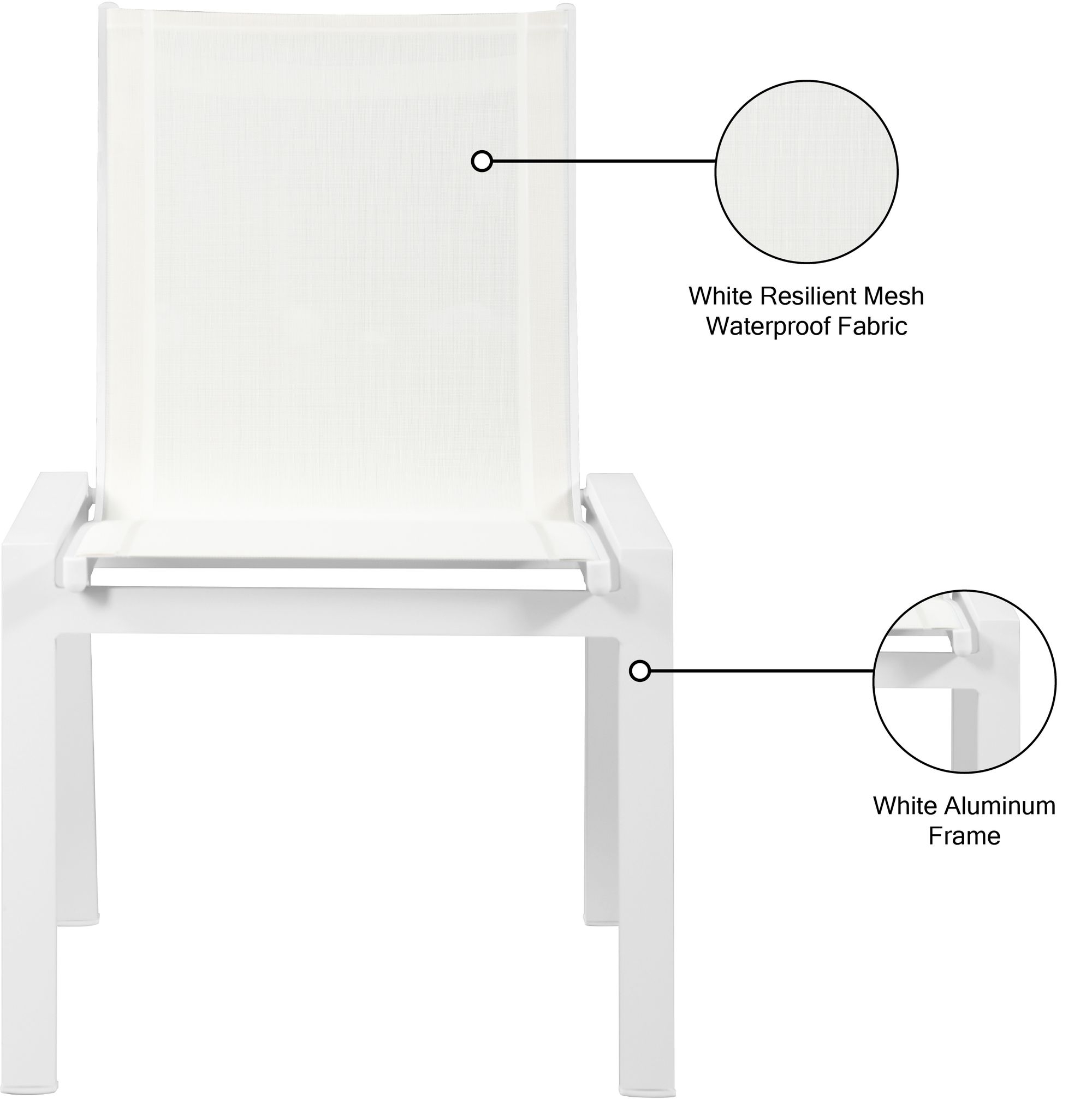 Nizuc Outdoor Patio Mesh Waterproof Fabric Dining Side Chair with Aluminum Frame